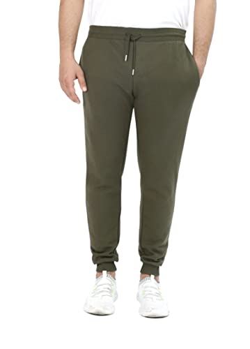 M17 Mens Khaki Jogging Bottoms with Elasticated Rib Waistband, Draw Cord and Pockets