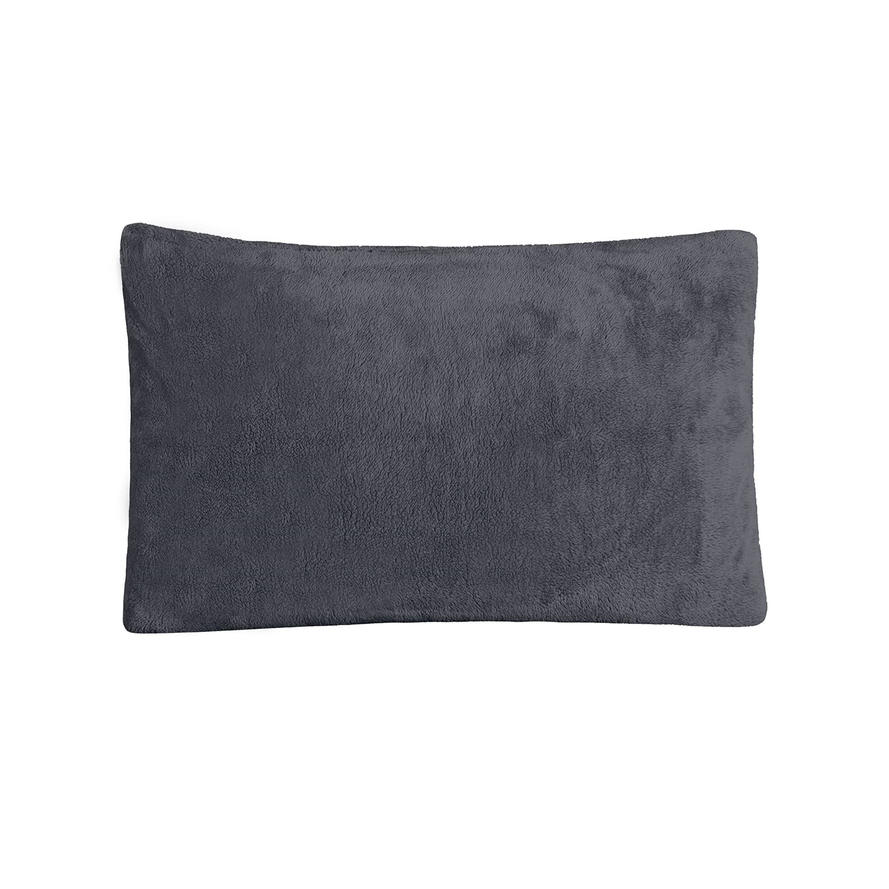 Sleepdown Teddy Fleece Housewife Pillowcase Pair Charcoal