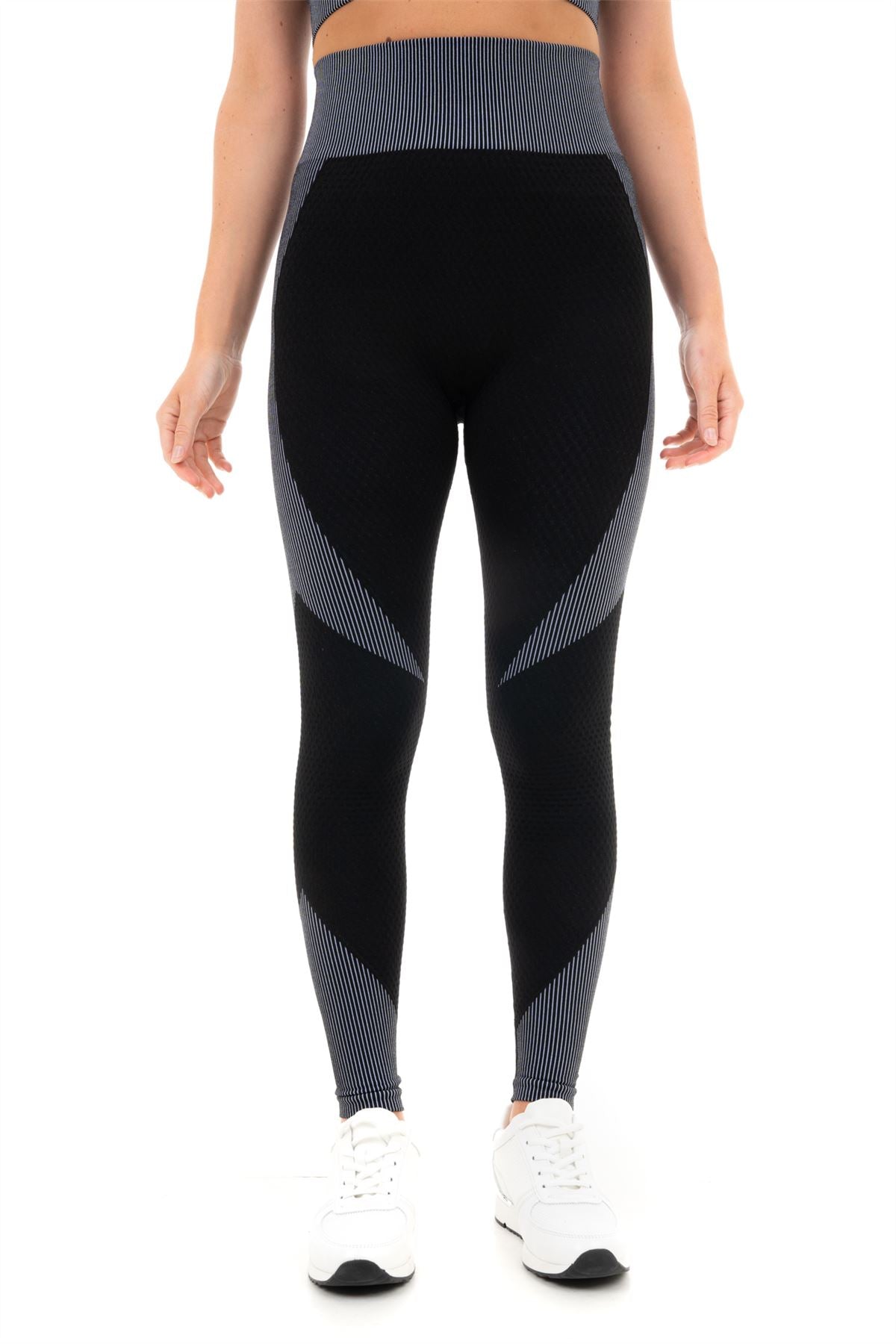 M17 Textured Panel Stripe High Waist Sports Leggings for Women, Moisture-Wicking Breathable Quick Dry Compression Support
