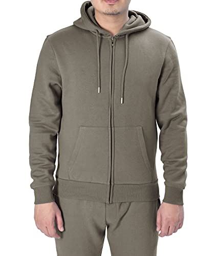 M17 Men's Full Zip Hoodie, Soft Touch Brushed Fabric, Khaki
