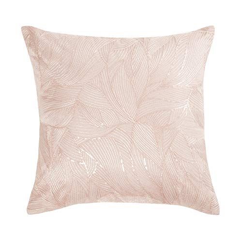 Sleepdown Luxury Sequin Leaf Floral Filled Cushion 40cm x 40cm Blush