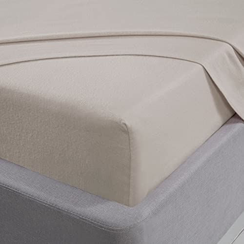 Sleepdown 100% Flannelette Brushed Cotton Fitted Sheet Cream