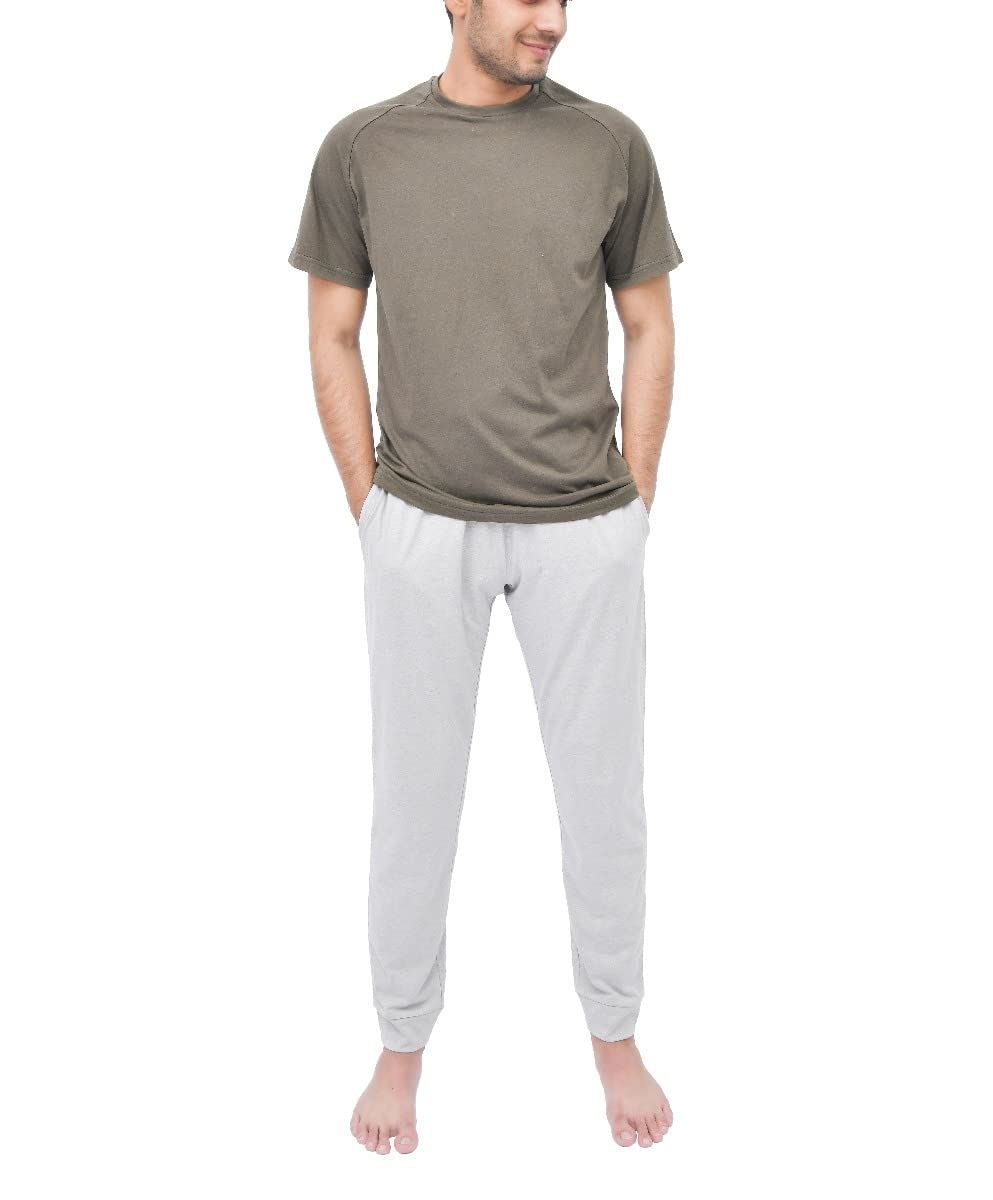 Sleepdown Mens Raglan Tee and Wide Leg Bottom Pyjama Set