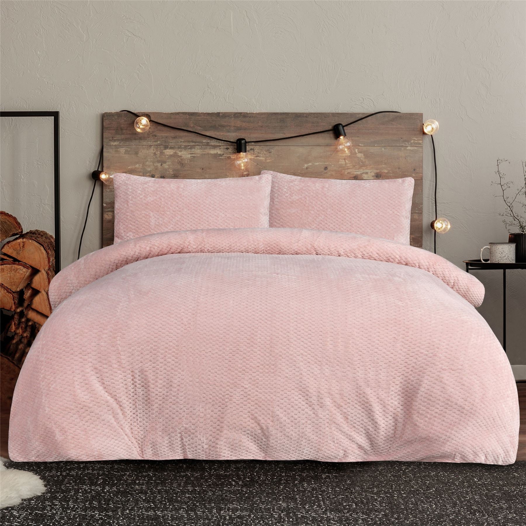 Sleepdown Waffle Teddy Fleece Reversible Bedding Set