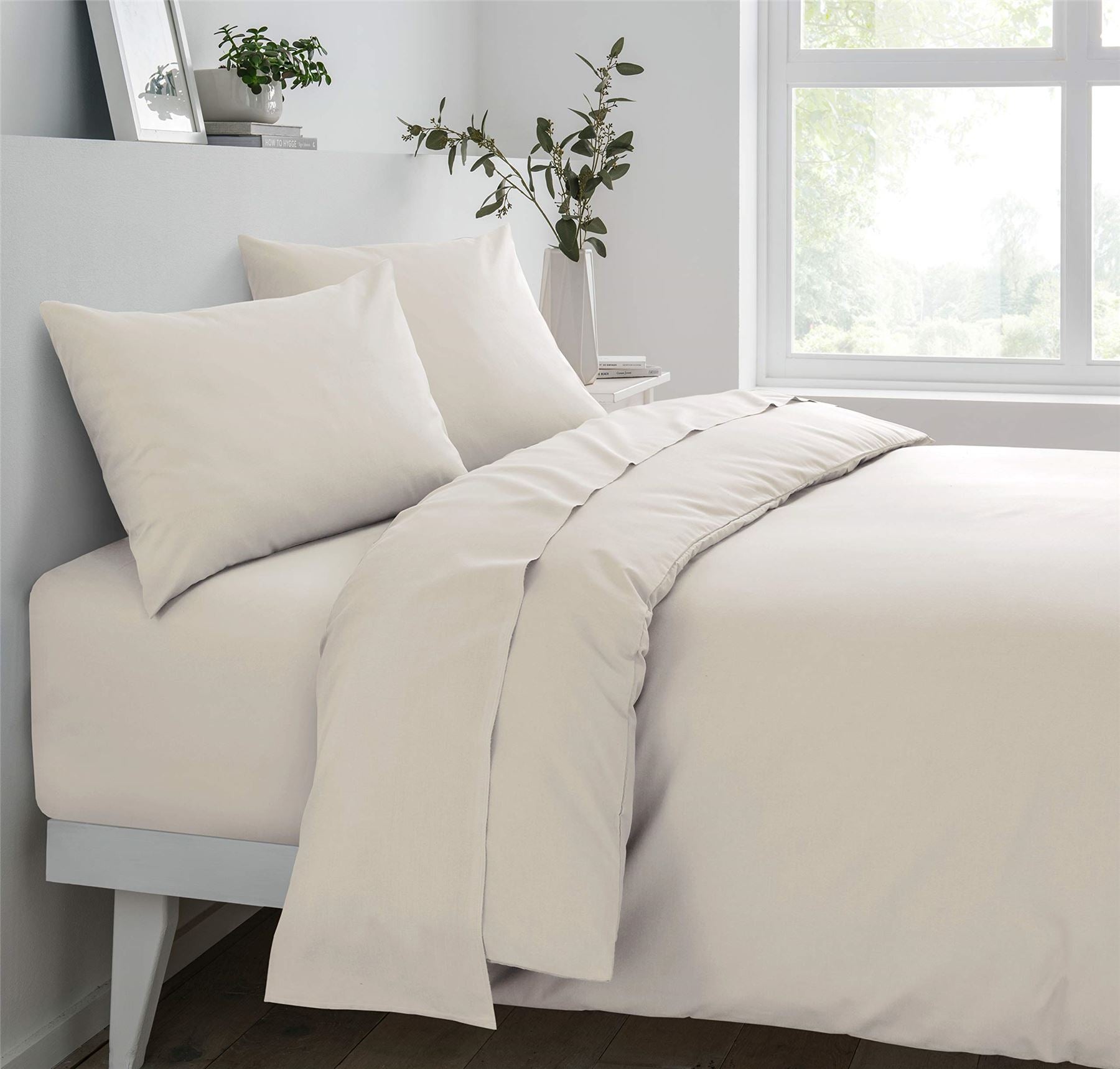 Sleepdown 68 Pick Natural King Fitted Sheet, 25cm Deep Pocket, Non-Iron