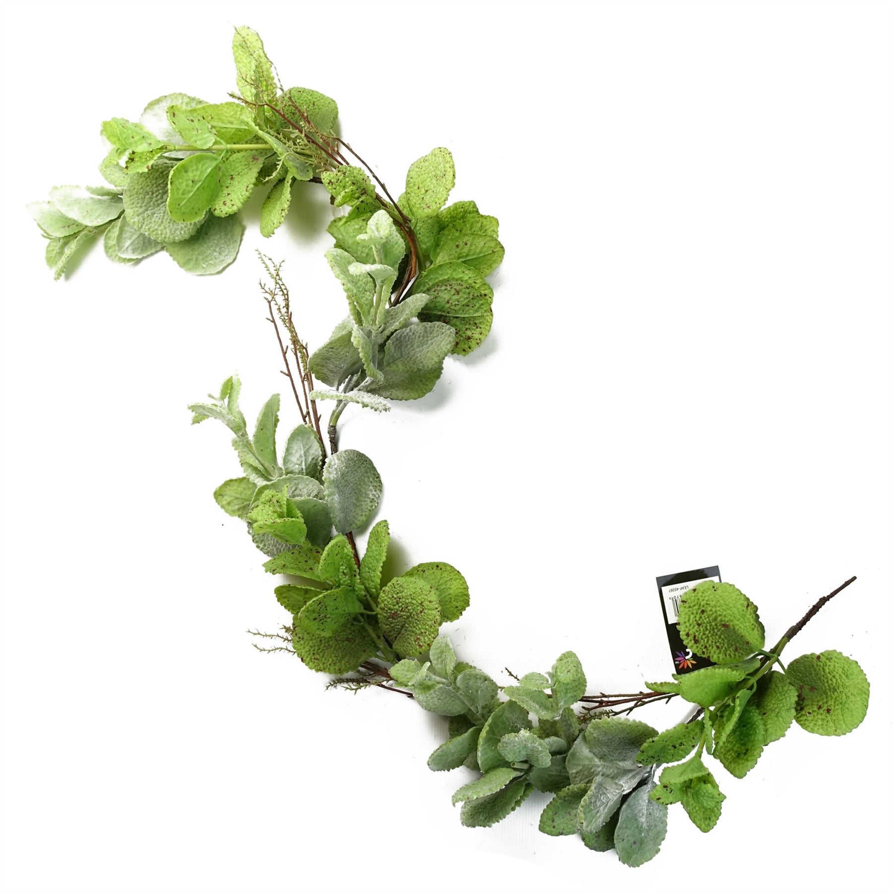 Leaf 125cm Artificial Hanging Trailing Mint Leaf Garland Plant, Wired Shapeable Garland