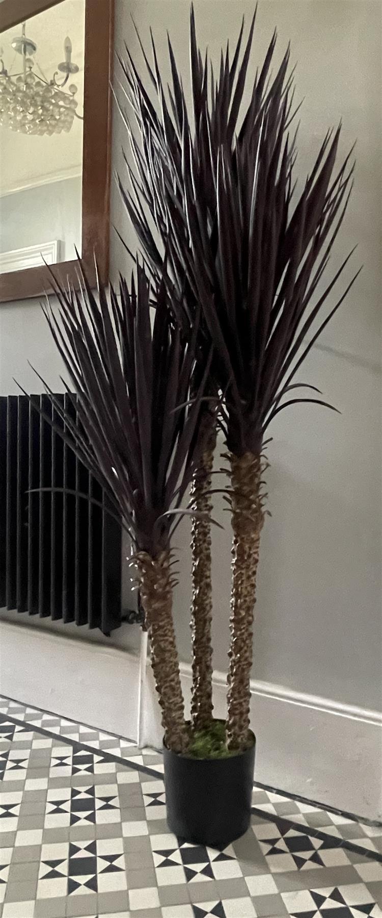 155cm UV Resistant Artificial XL Triple Yukka Tree Plant, Dark Brown Red