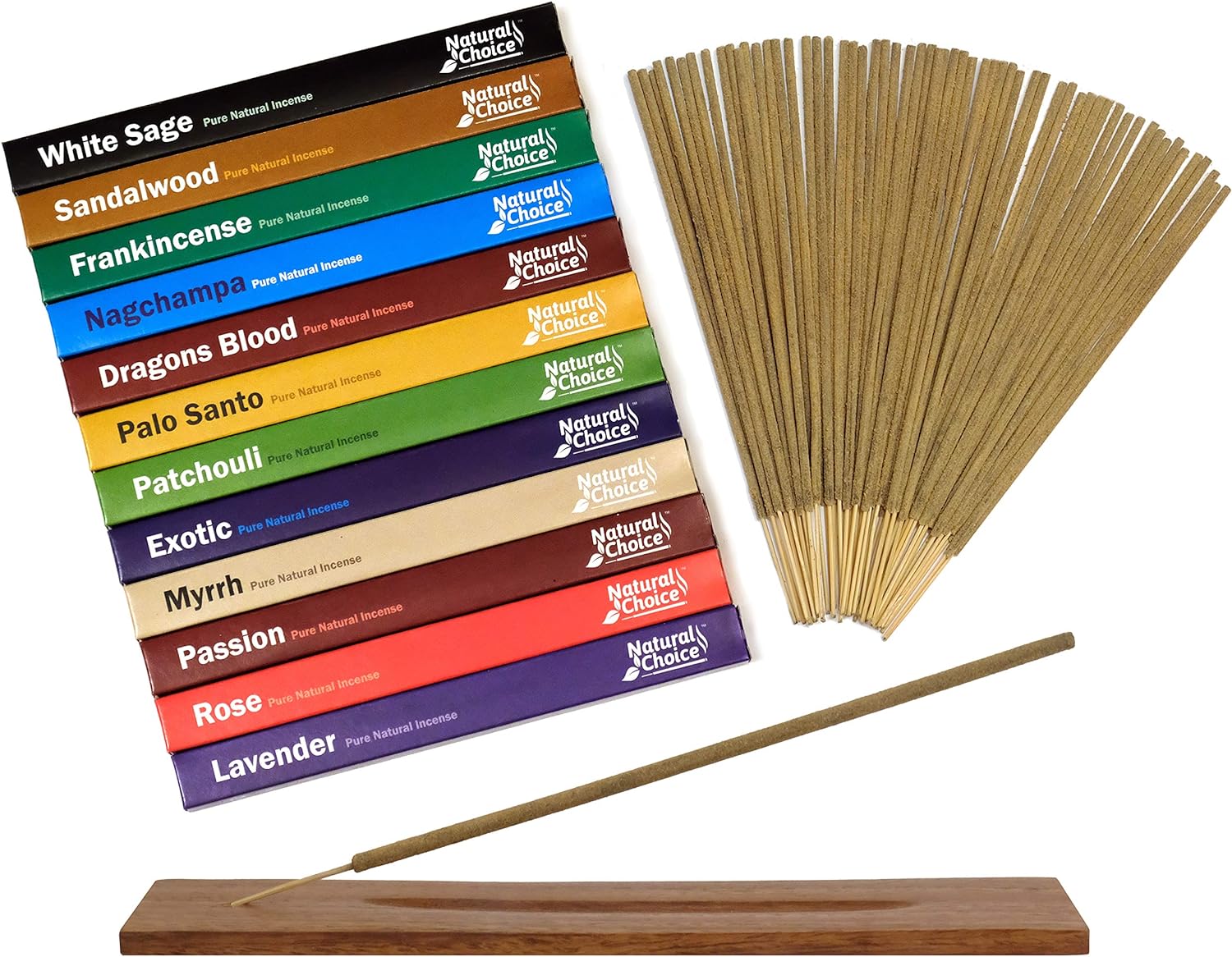 Natural Choice Incense 12-Piece Gift Pack with Burner