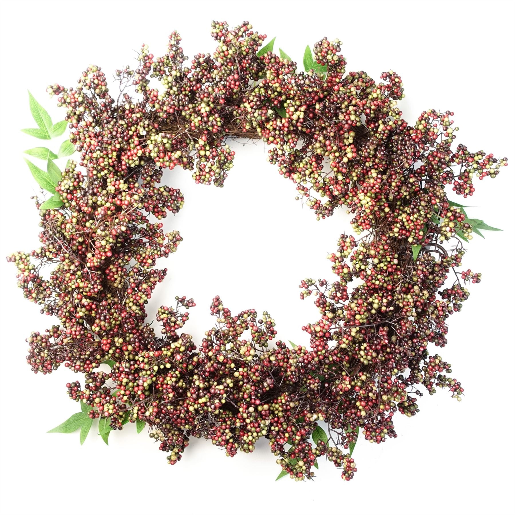 55cm Artificial Hanging Black and Red Berry Wreath