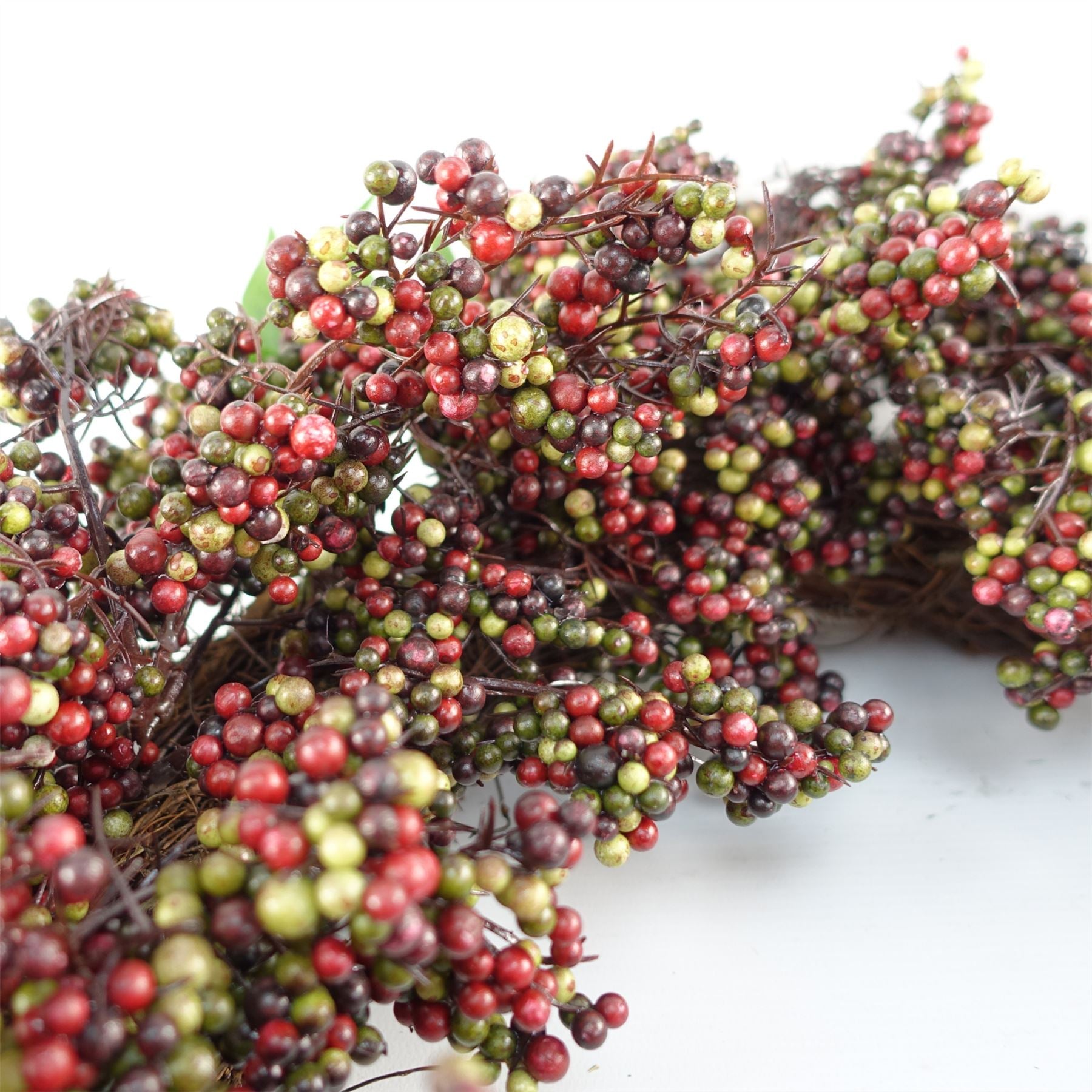55cm Artificial Hanging Black and Red Berry Wreath