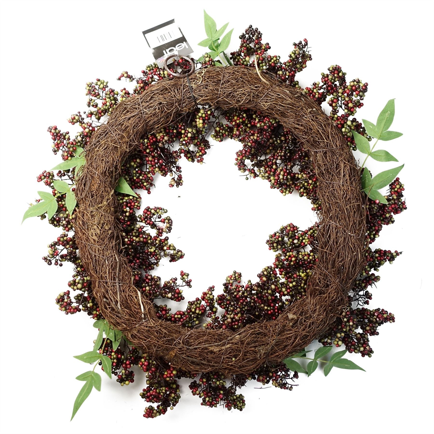 55cm Artificial Hanging Black and Red Berry Wreath