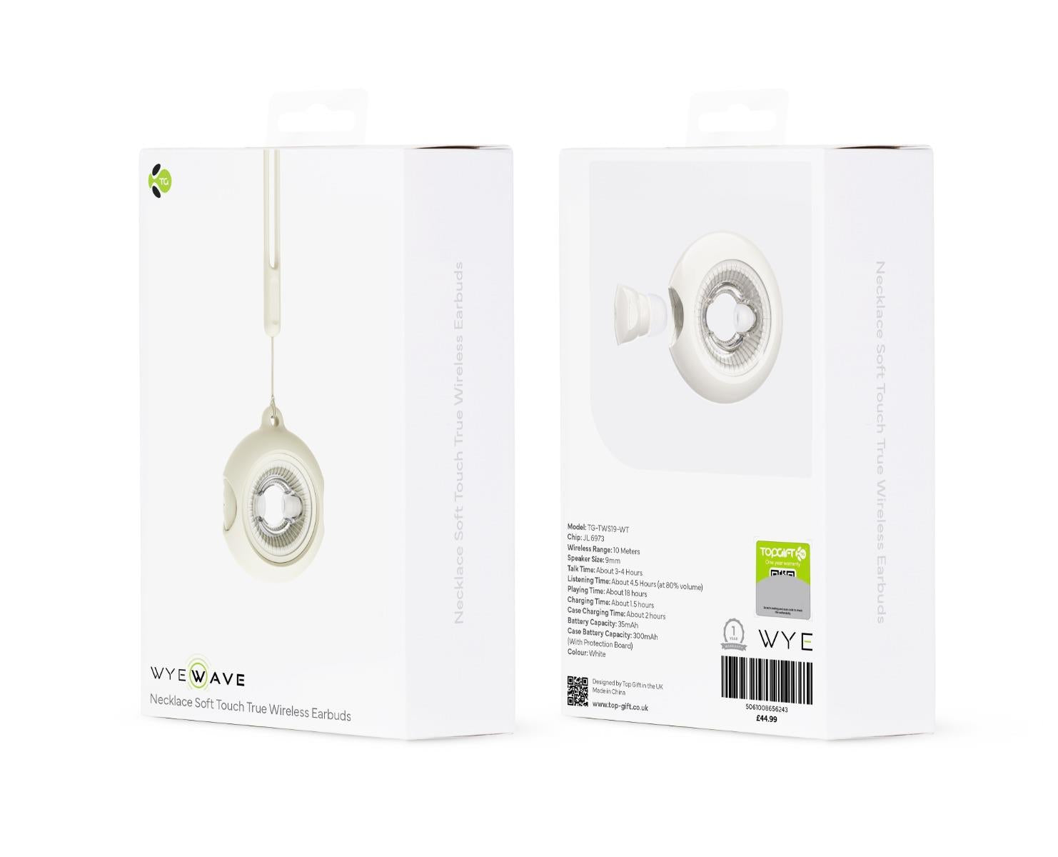 WYEWAVE High Quality Wireless Earbuds With Necklace Soft Touch True Wireless - Beige