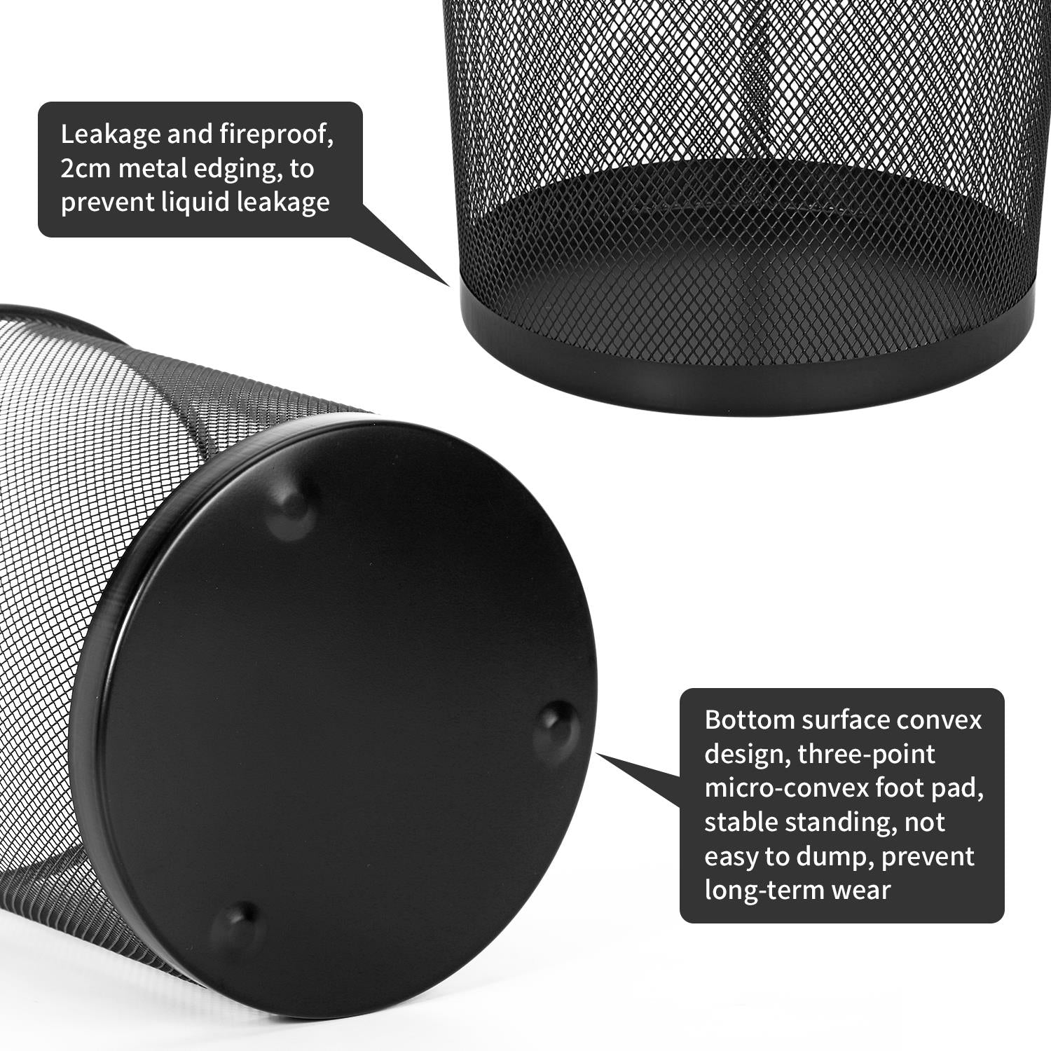 Vinsani 2-Pack Black Round Mesh Trash Cans
