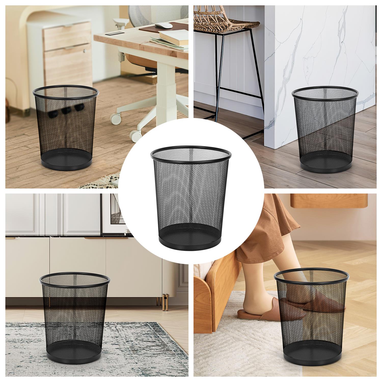 Vinsani 2-Pack Black Round Mesh Trash Cans