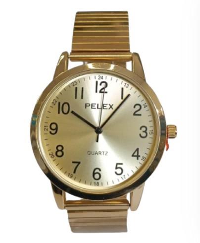 Pelex Men's Gold Case Gold Dial Gold Bracelet Quartz Watch