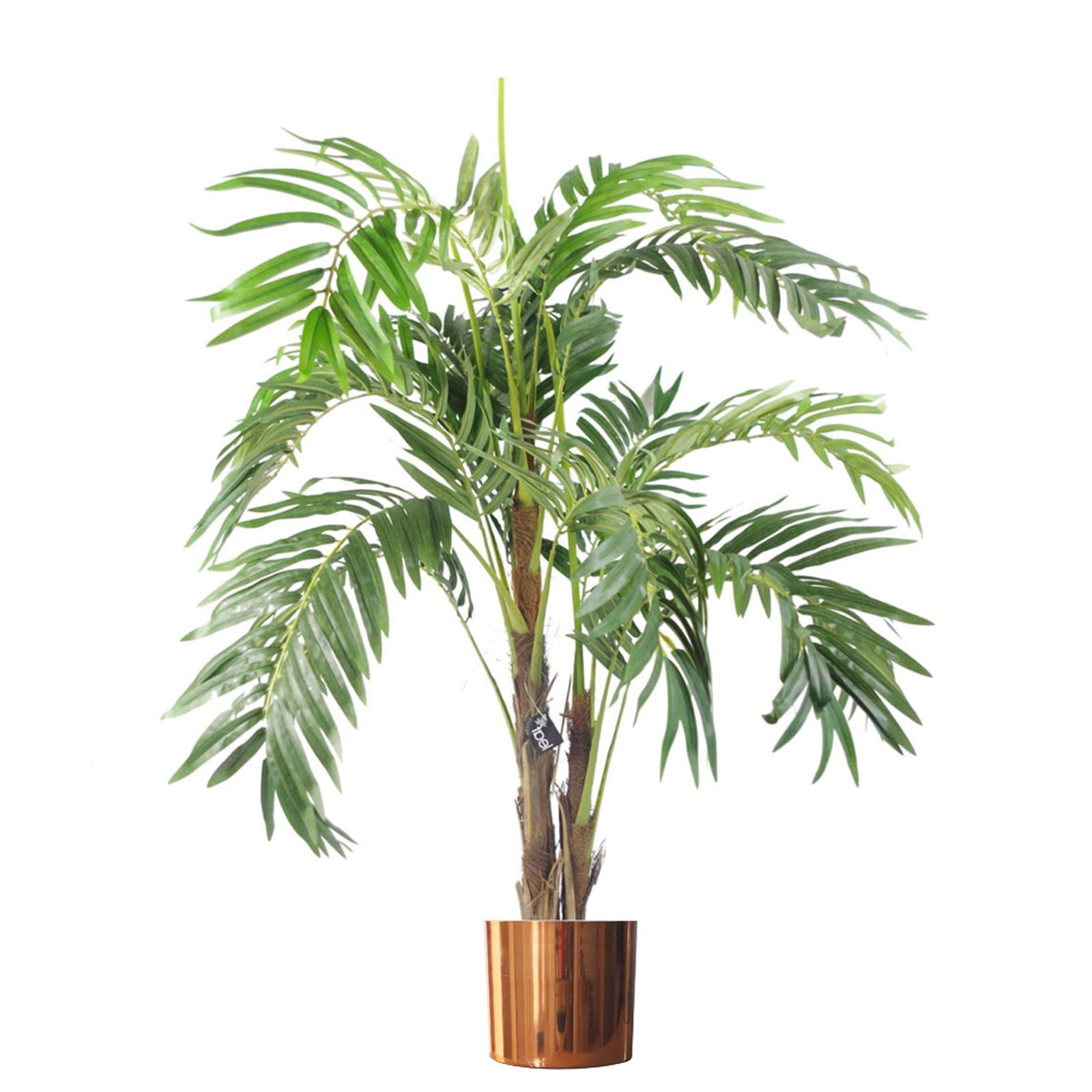 Leaf 120cm Realistic Artificial Palm Tree with Pot and Copper Metal Planter