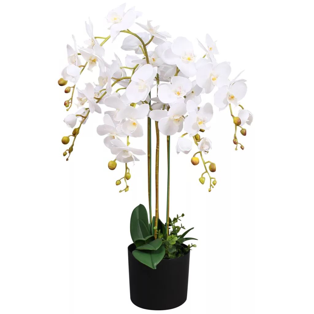 Leaf 85cm Artificial Deluxe Bush Orchid Plant White
