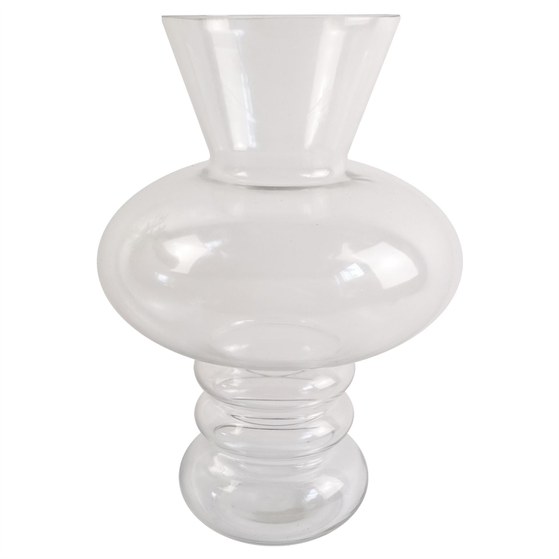 Leaf 35cm Hand-Finished Clear Bubble Glass Vase