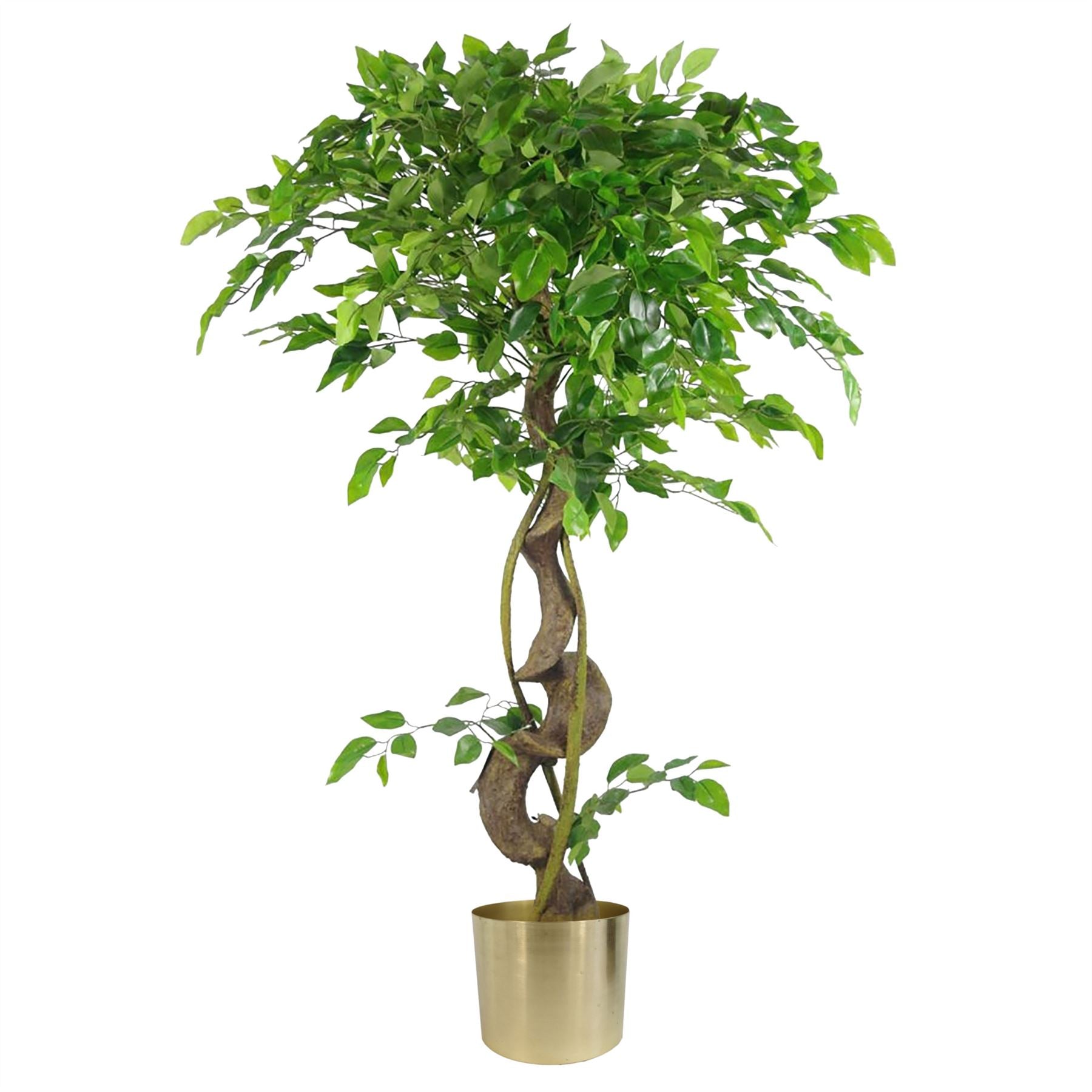 120cm Artificial Twisted Trunk Ficus Tree with Metal Planter