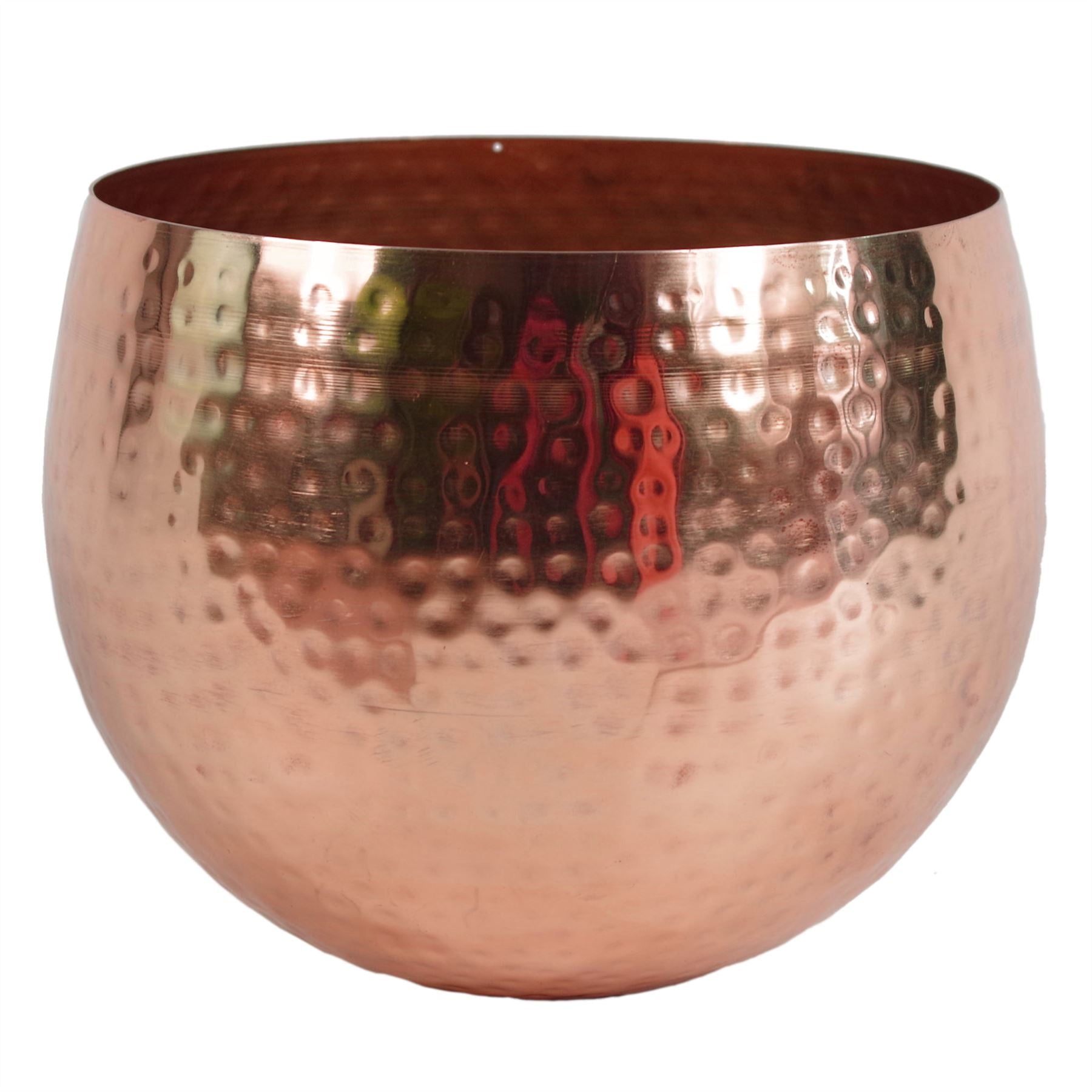 Large Metal Planter 22 x 17cm Hammered Silver Finish