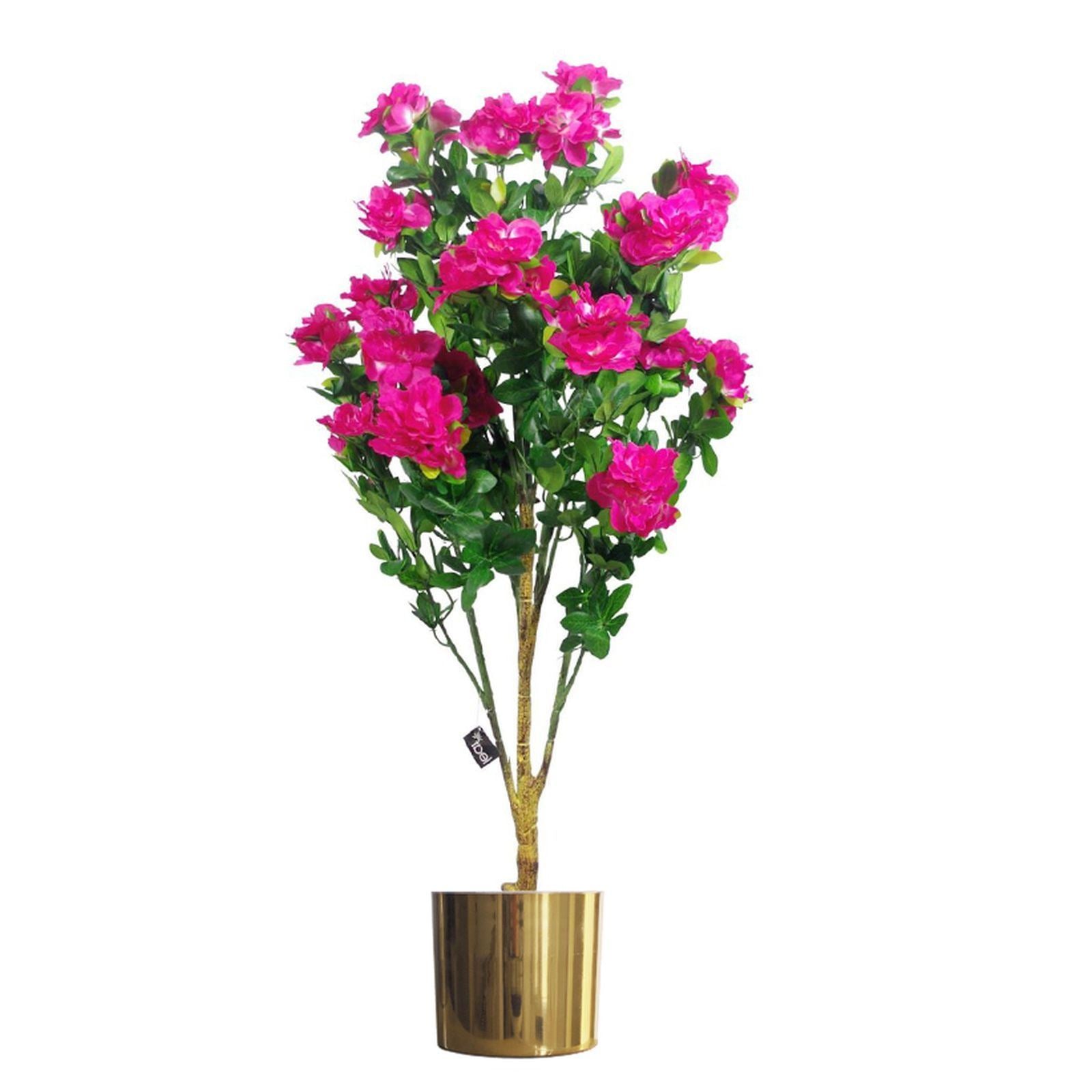 100cm Premium Artificial Pink Azalea Potted Plant with Metal Planter