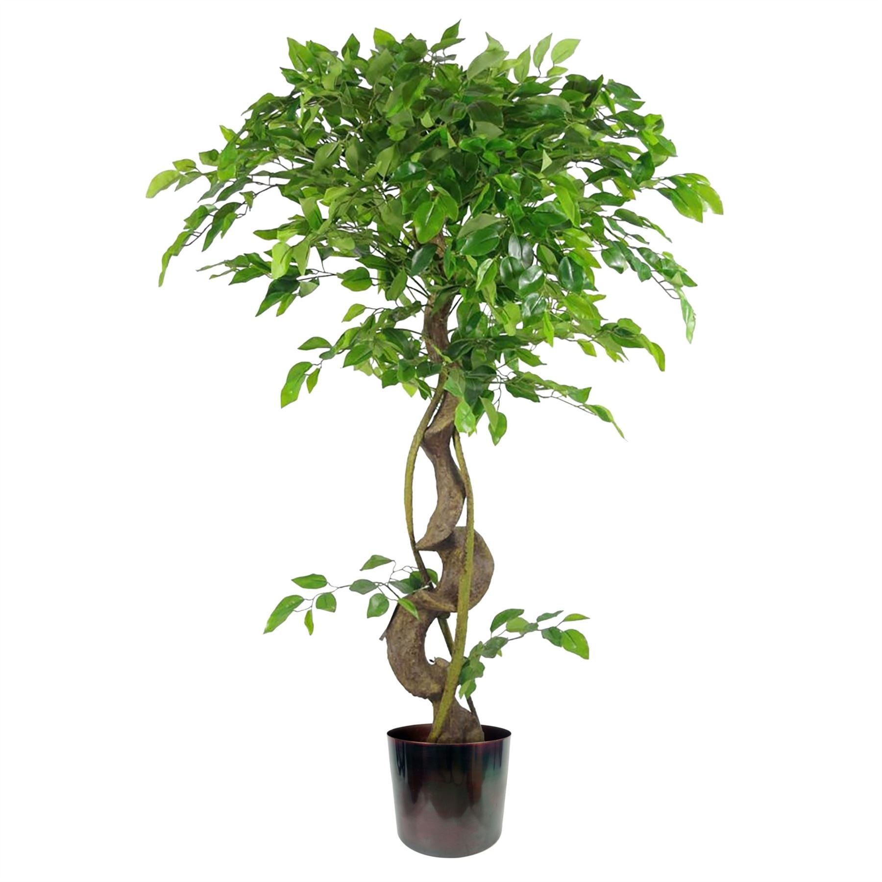 120cm Artificial Twisted Trunk Japanese Fruticosa Style Ficus Tree with Metal Planter