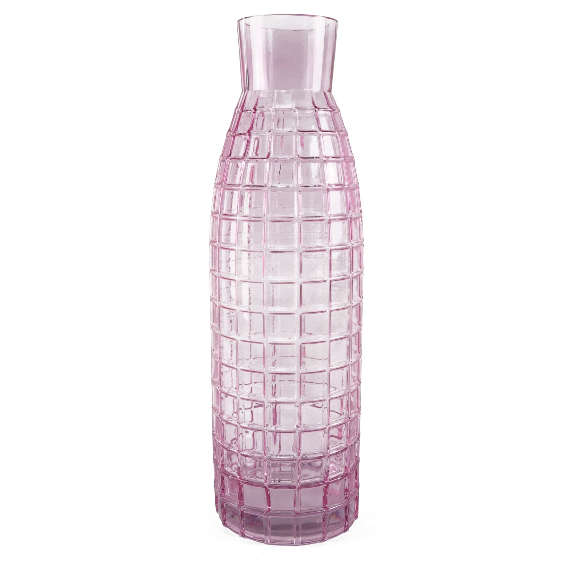 Leaf 49cm Tall Pink Square Glass Vase