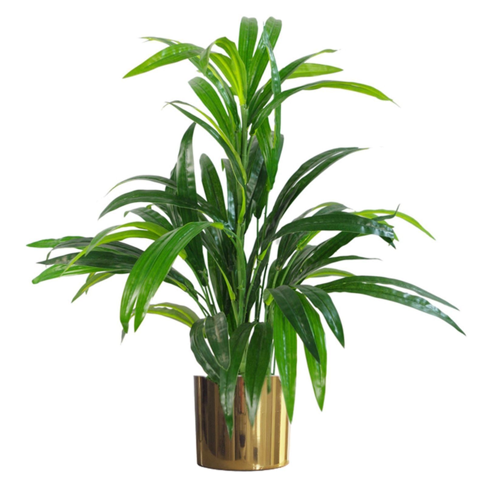 Leaf 65cm Artificial Large Leaf Bamboo Shrub Plant with Gold Metal Planter