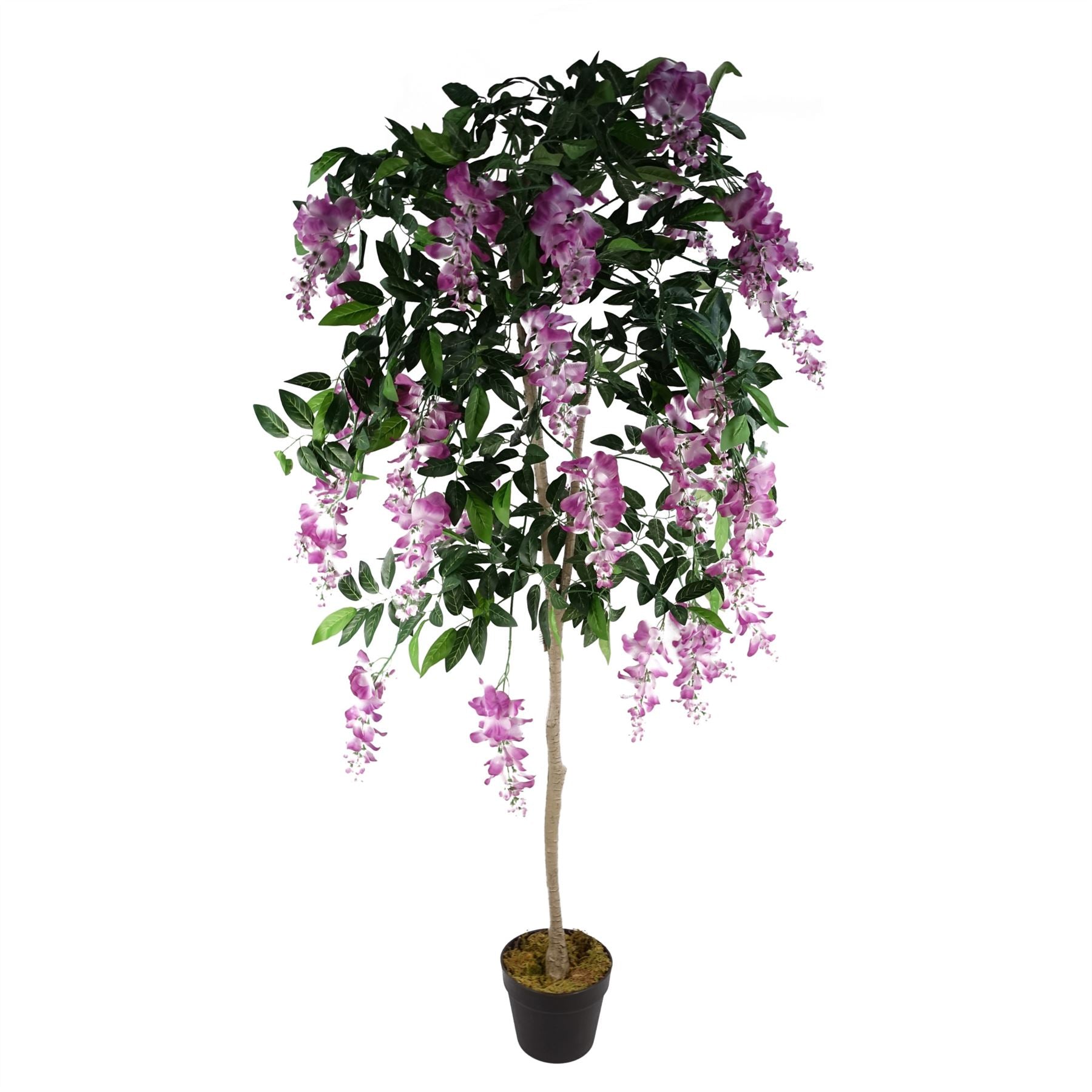 Leaf 150cm Artificial Light Pink Wisteria Tree in Black Plastic Pot