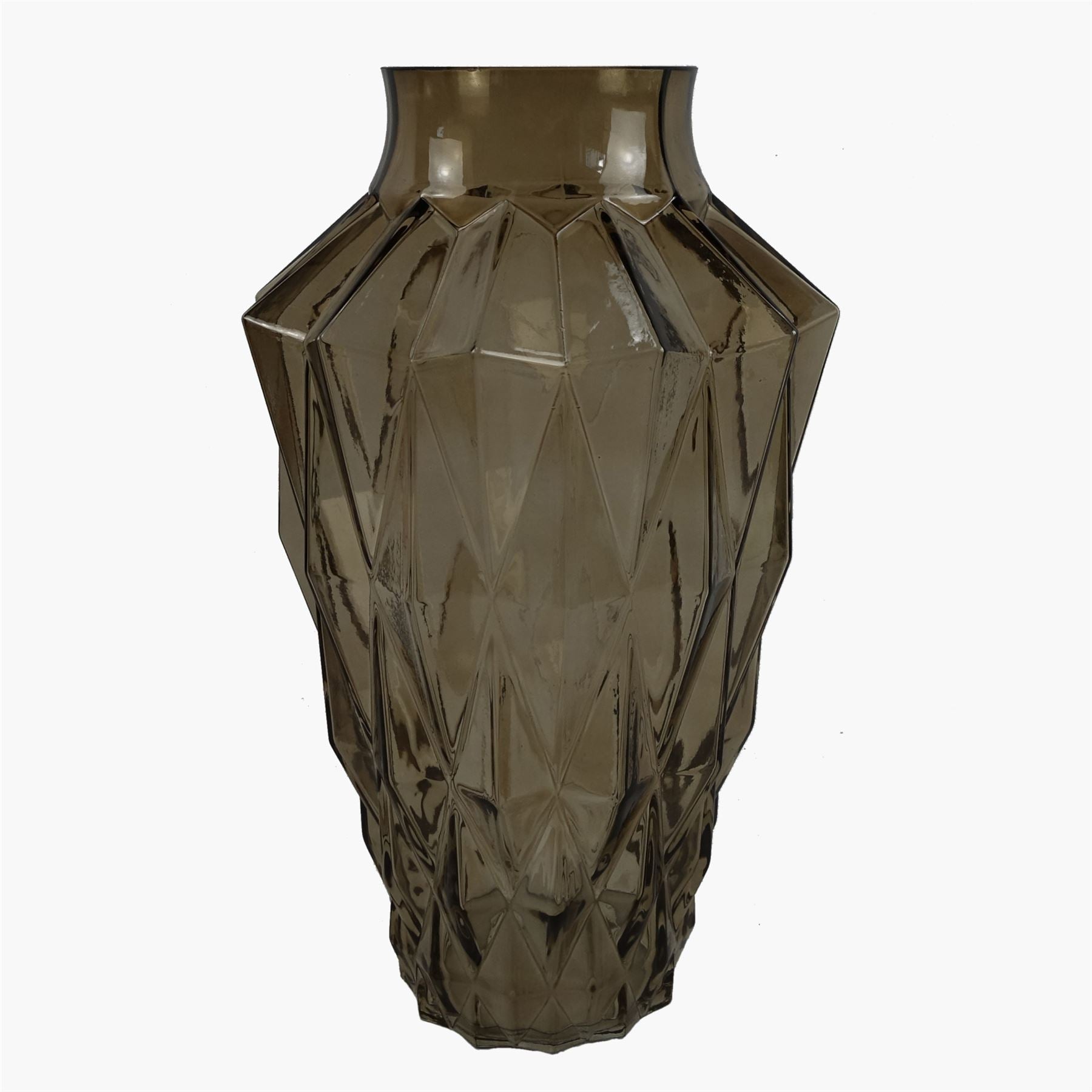 Leaf 30cm Brown Geometric Glass Vase