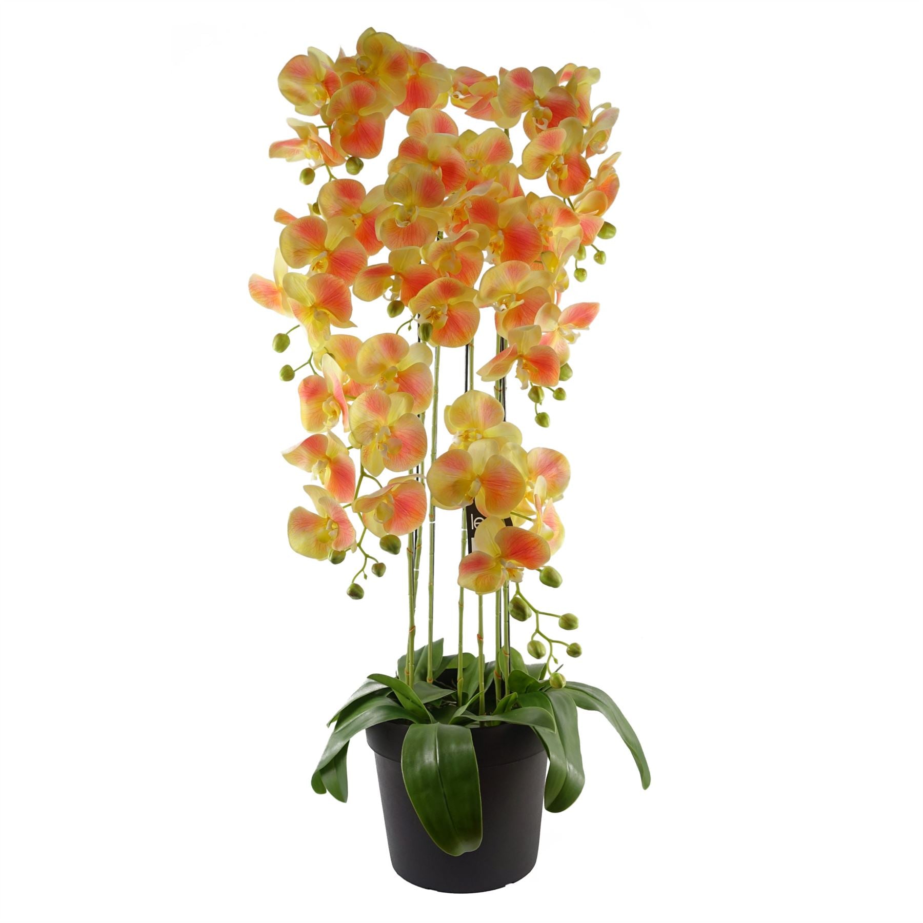 110cm Large Yellow Peach Artificial Orchid Plant with 41 Real Touch Flowers