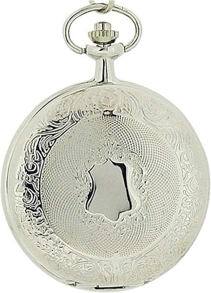 Jakob Strauss Silver Tone Pocket Watch with Brass Chain, Quartz Movement
