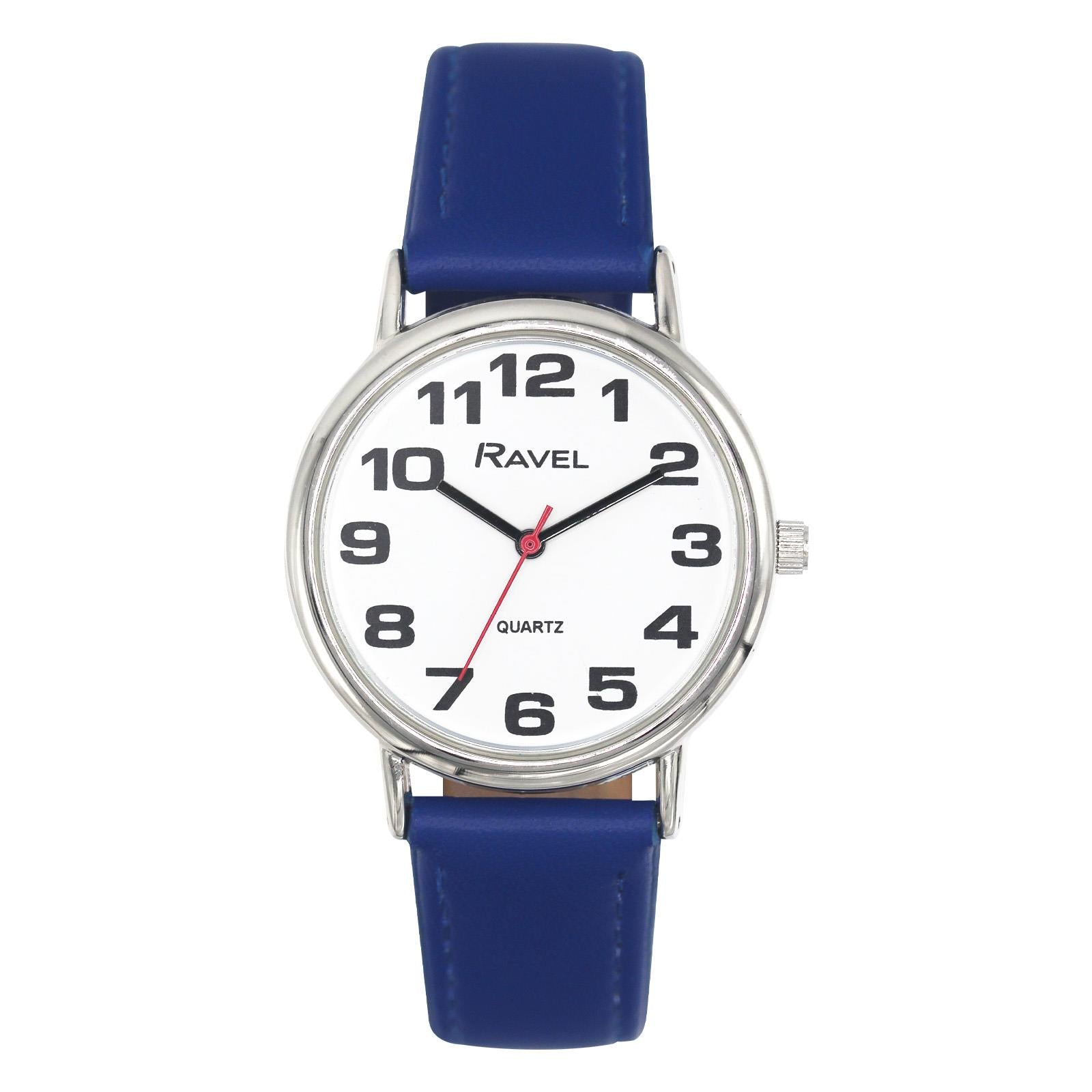 Ravel Ladies Classic White Dial Blue Leather Strap Watch