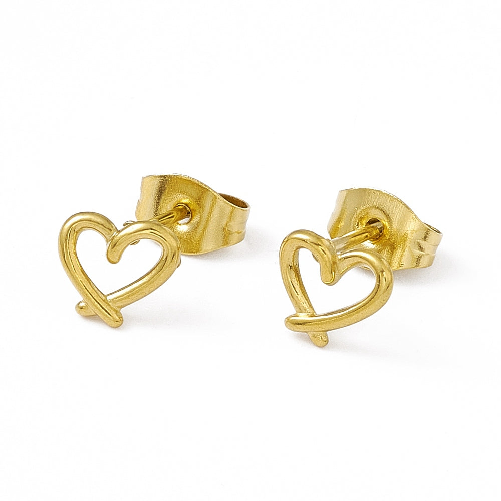 Small Gold Heart Stud Earrings