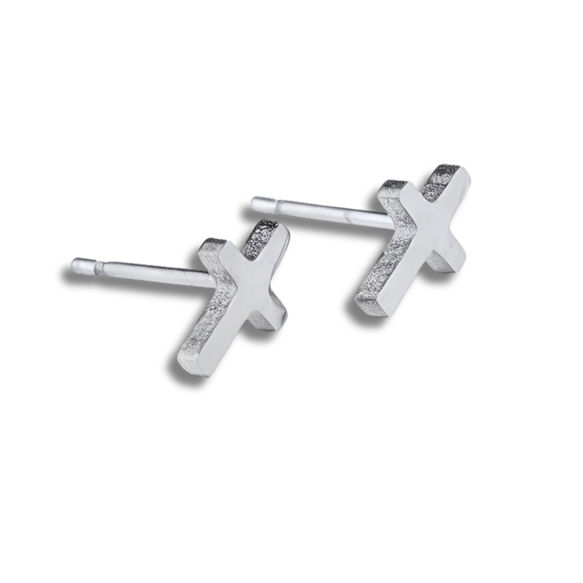 Small Silver Plated Cross Stud Earrings