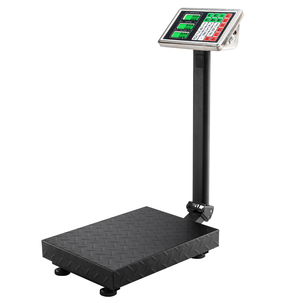 LCD Digital Platform Scale 100kg/220lbs with Backlit Display, 30 x 40cm Platform, Rechargeable Battery, UK Plug