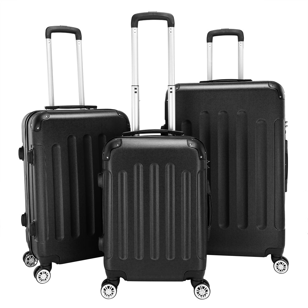 3-Piece Lightweight ABS Carry-On Luggage Set with Spinner Wheels and Combination Lock