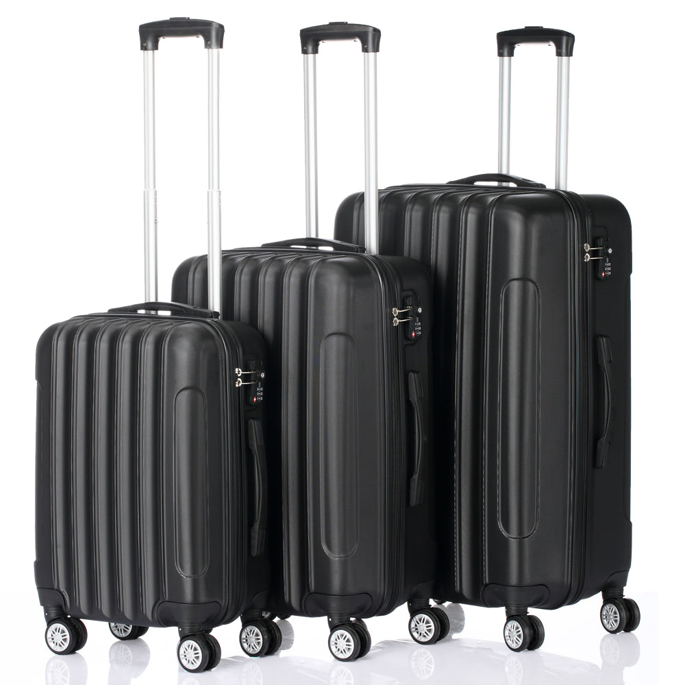 3-Piece Lightweight ABS Luggage Set with Spinner Wheels and Combination Lock