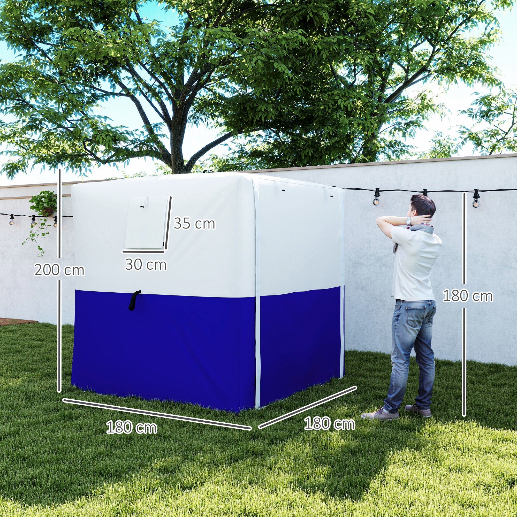 Outsunny 2x2m Pop Up Gazebo with Sides, Mesh Windows, Blue