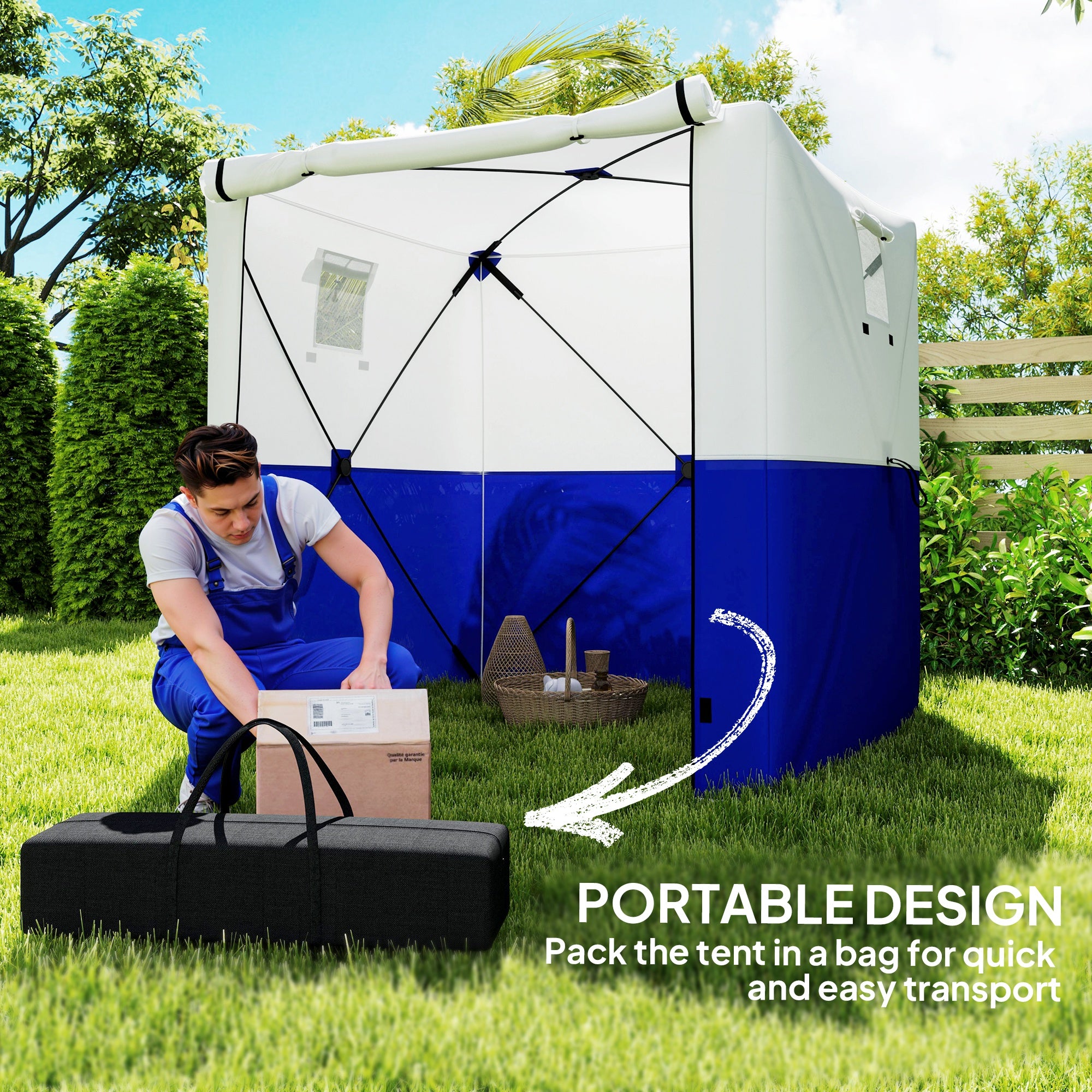 Outsunny 2x2m Pop Up Gazebo with Sides, Mesh Windows, Blue