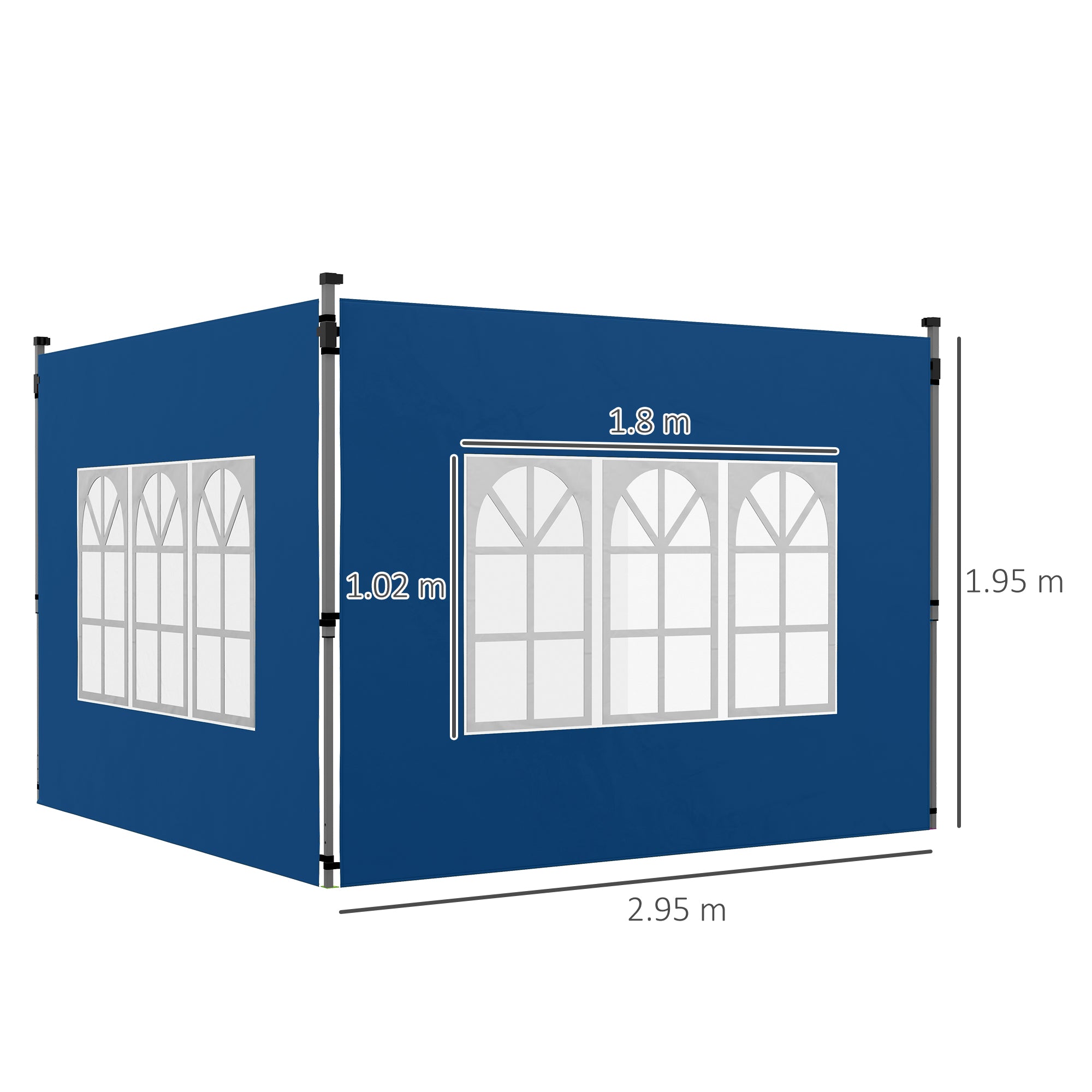Outsunny Gazebo Side Panels for 3x3/3x4m Pop Up Gazebo, 2 Pack, Blue