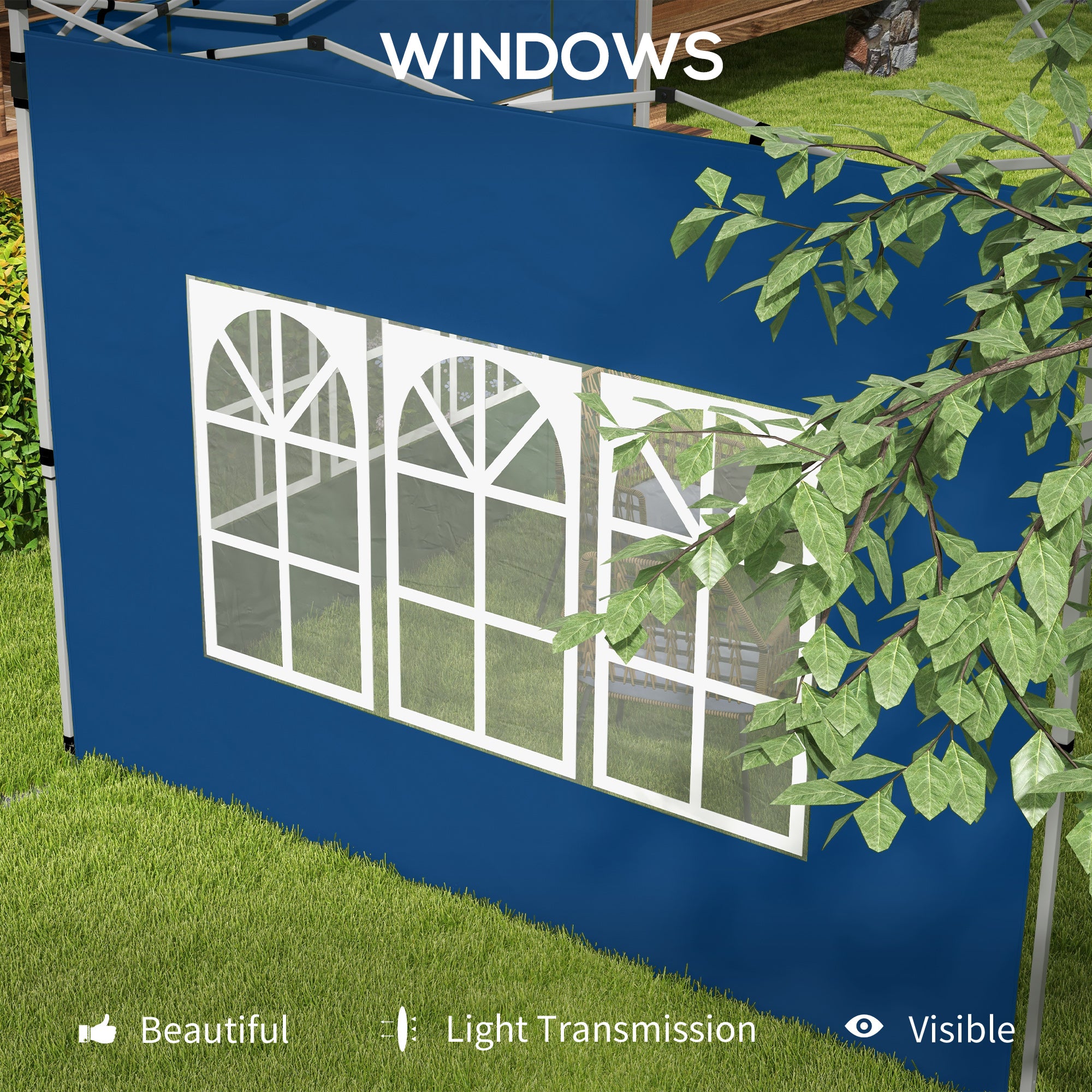 Outsunny Gazebo Side Panels for 3x3/3x4m Pop Up Gazebo, 2 Pack, Blue