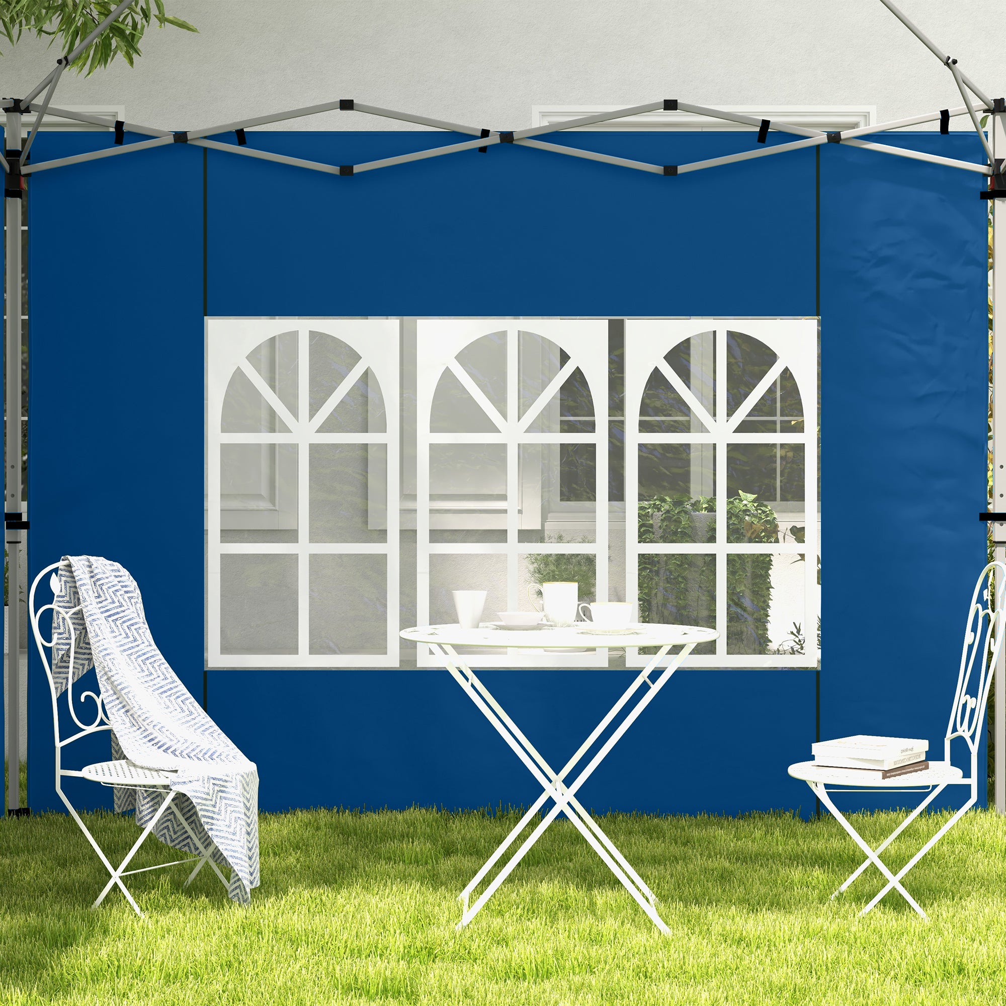 Outsunny Gazebo Side Panels for 3x3/3x4m Pop Up Gazebo, 2 Pack, Blue