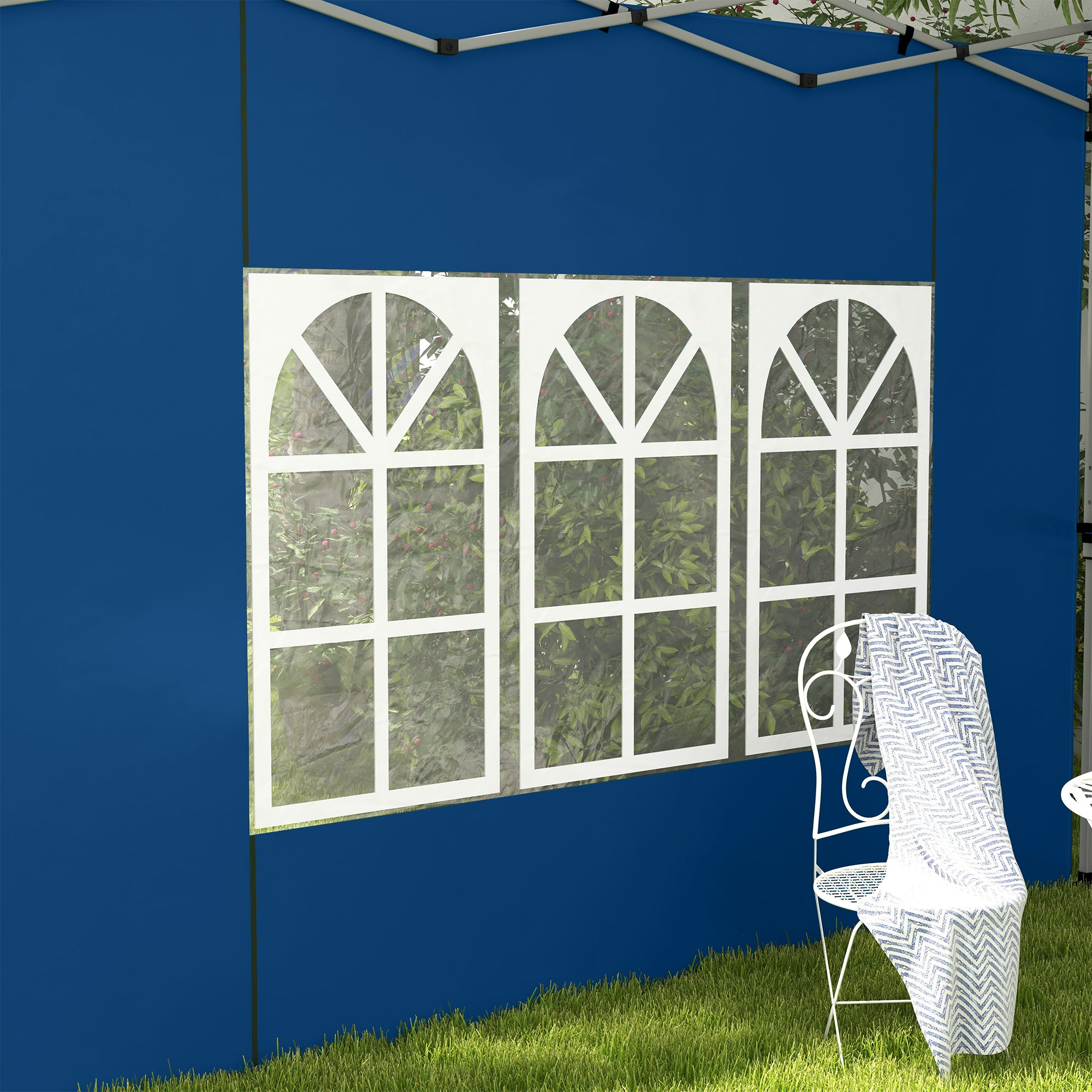 Outsunny Gazebo Side Panels for 3x3/3x4m Pop Up Gazebo, 2 Pack, Blue