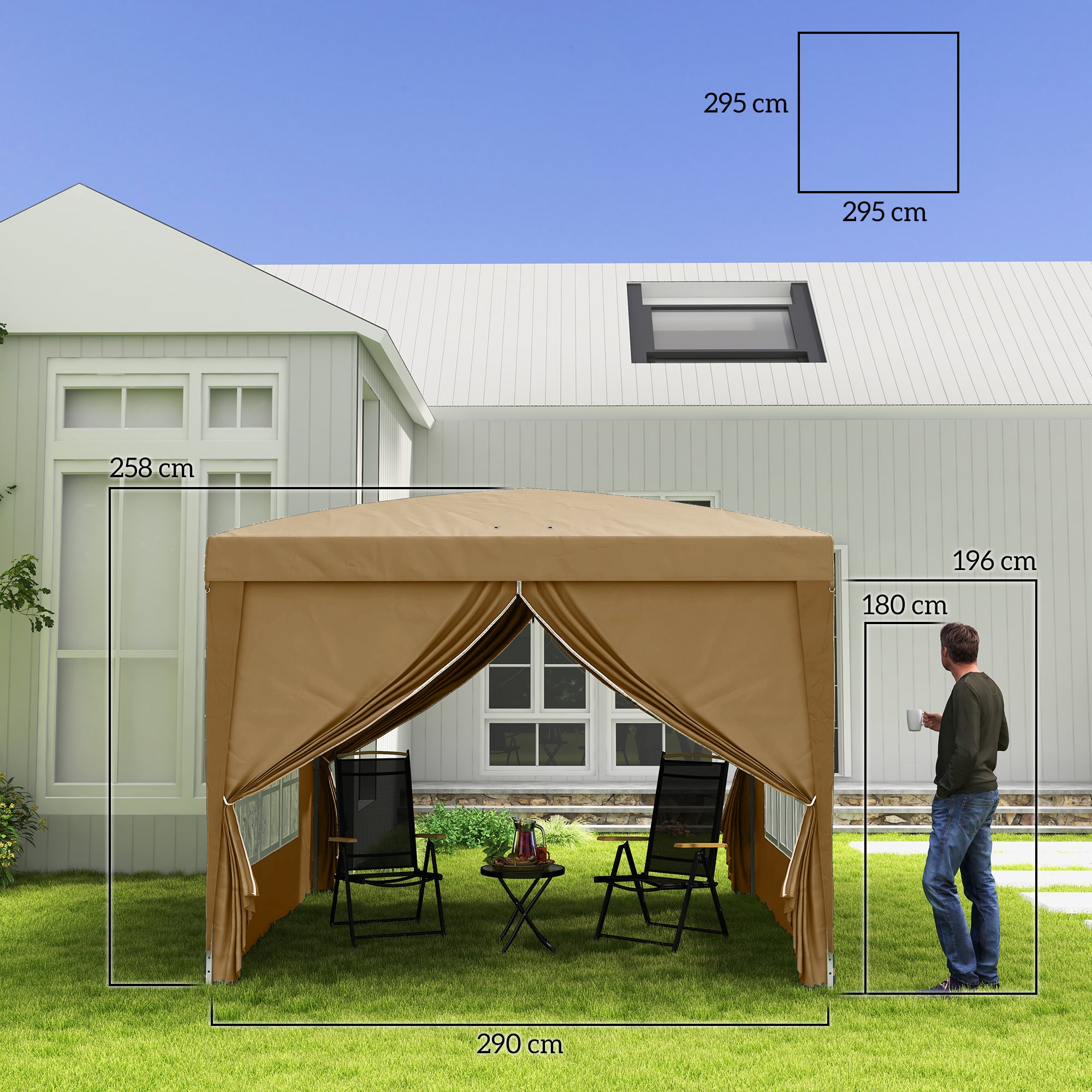 Outsunny 3x3m Pop Up Gazebo with 4 Side Walls & Carry Bag