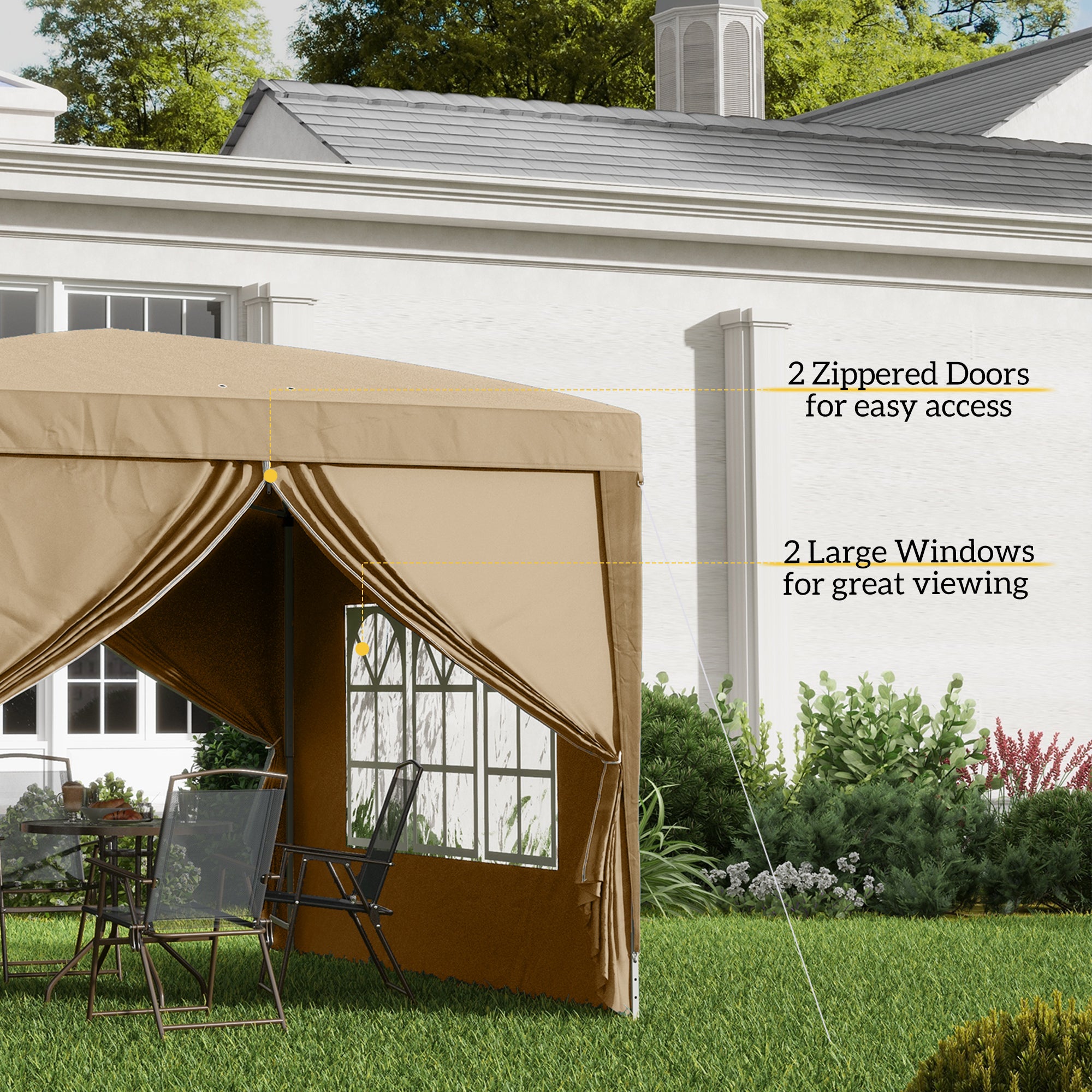 Outsunny 3x3m Pop Up Gazebo with 4 Side Walls & Carry Bag
