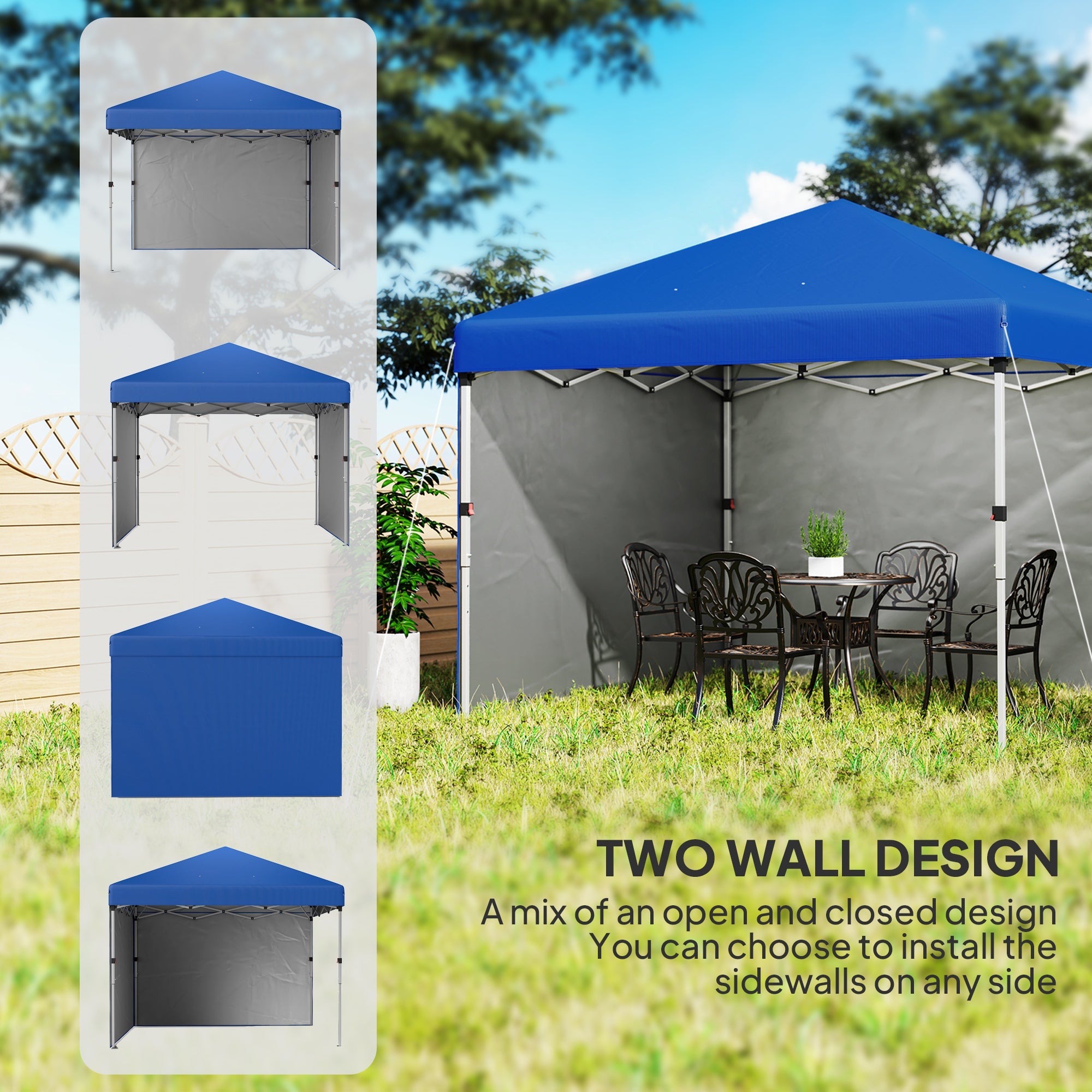Outsunny Pop-Up Gazebo with 2 Removable Walls, UV & Splash Resistant