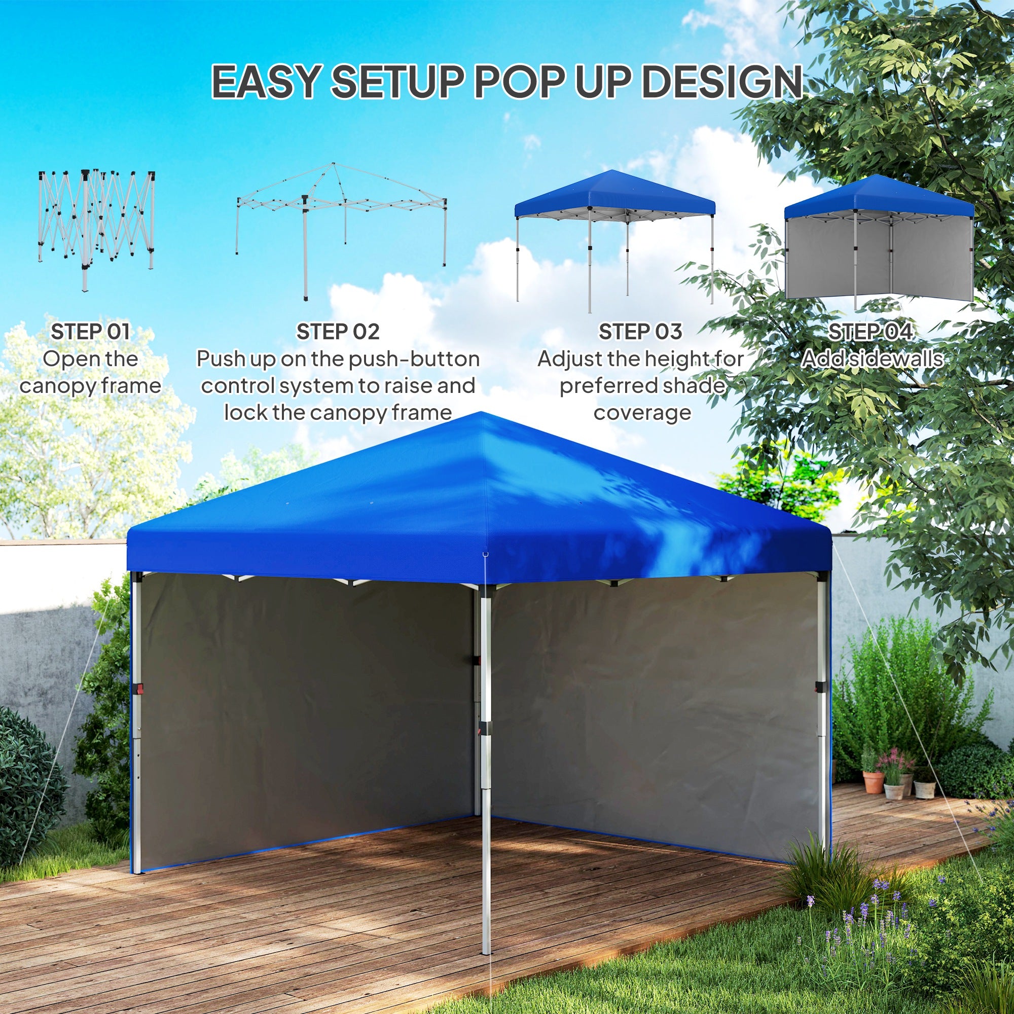 Outsunny Pop-Up Gazebo with 2 Removable Walls, UV & Splash Resistant