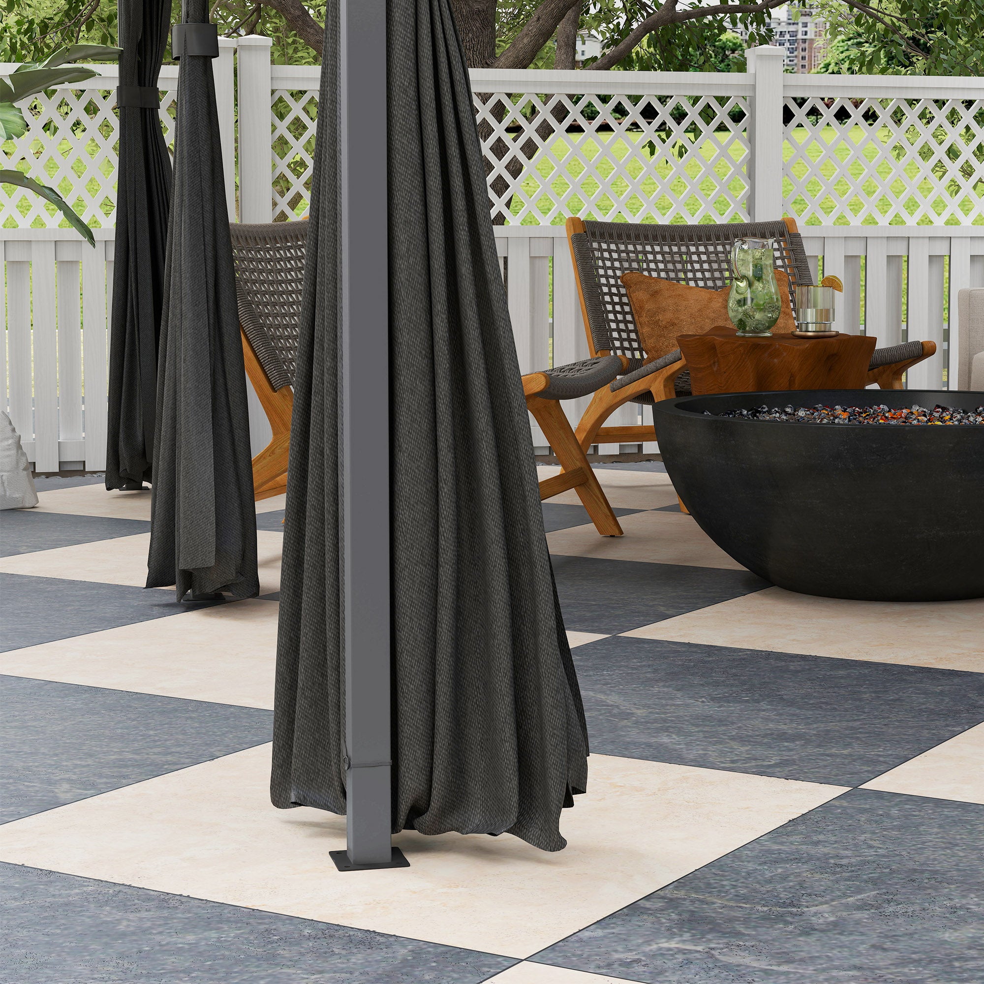 Outsunny 3x4m Outdoor Gazebo with Curtains, Two-Tier Roof