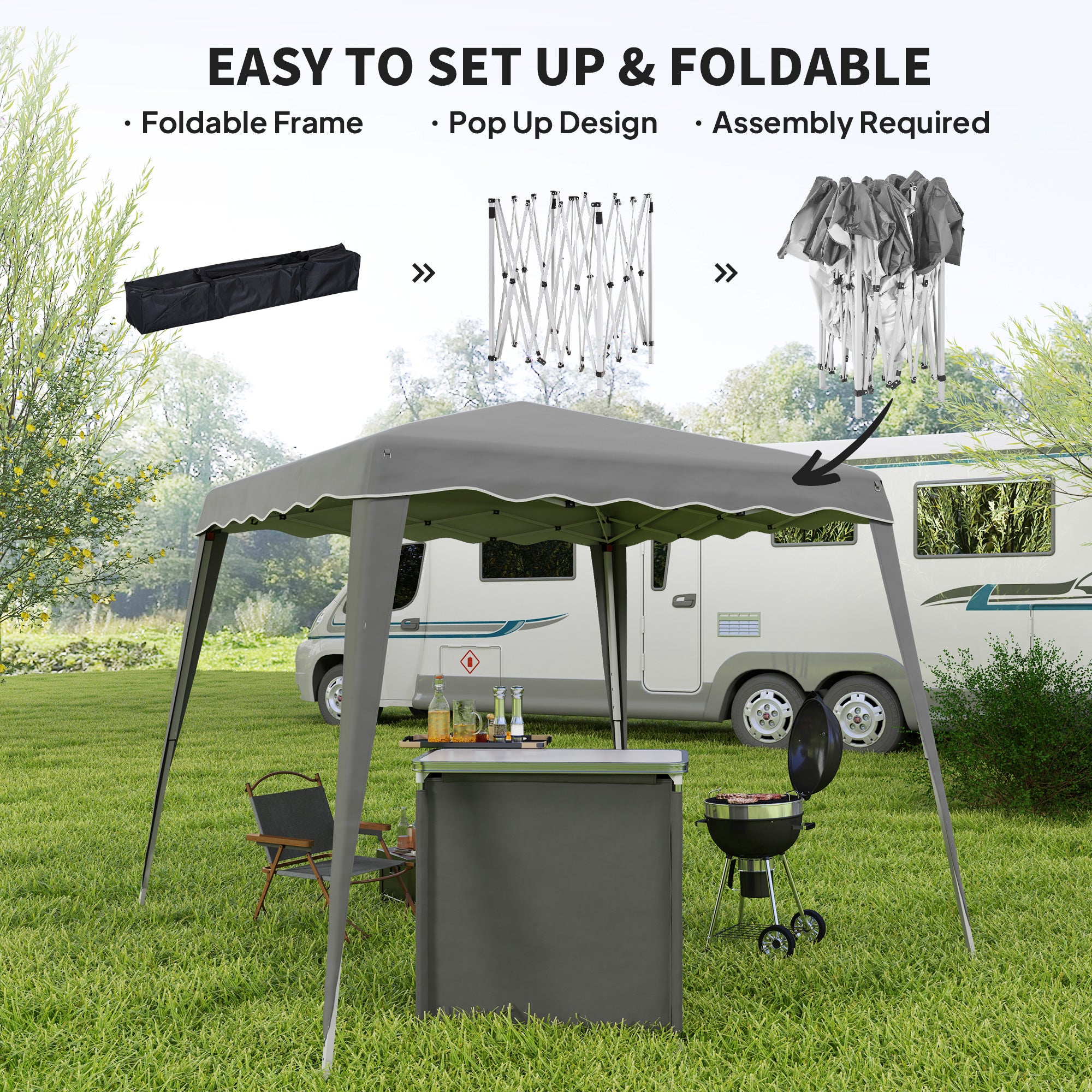 Outsunny 2.5 x 2.5m Grey Water-Resistant Pop Up Gazebo Tent